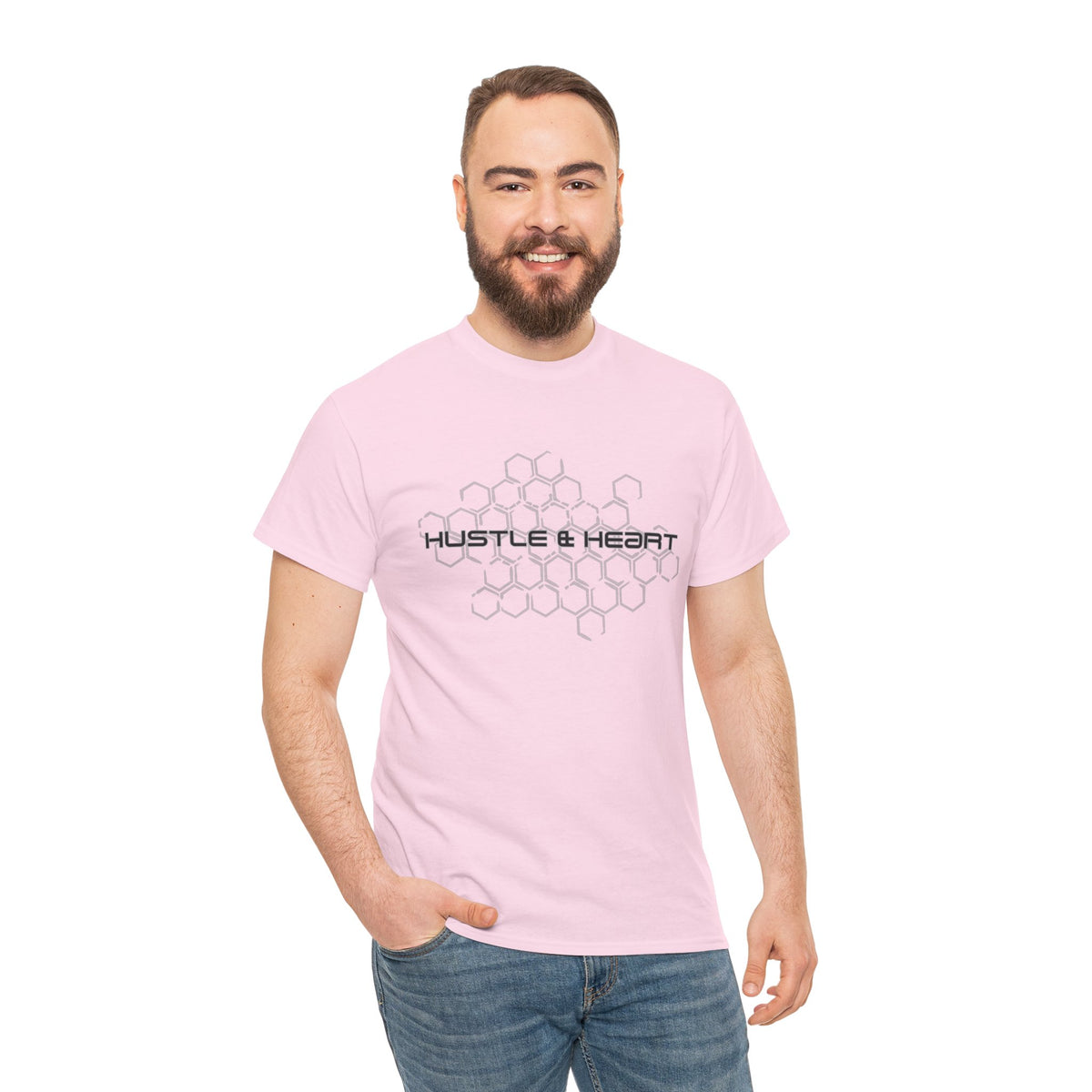 Hustle & Heart T-Shirt — Honeycomb Graphic Motivational Tee