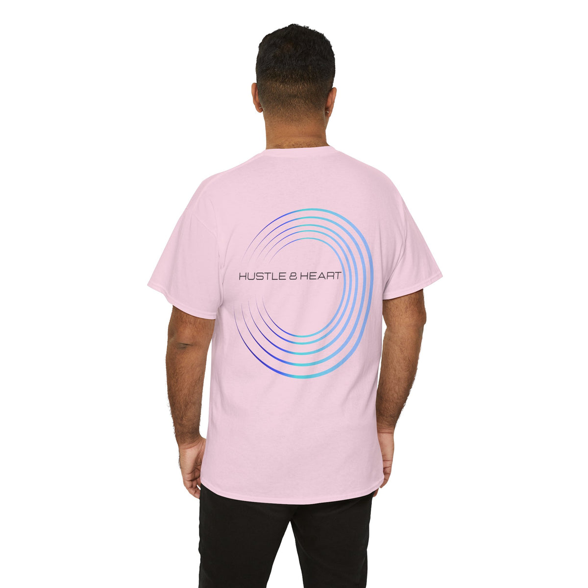 Hustle & Heart Tee — Minimal Gradient Circle Graphic Cotton T‑Shirt