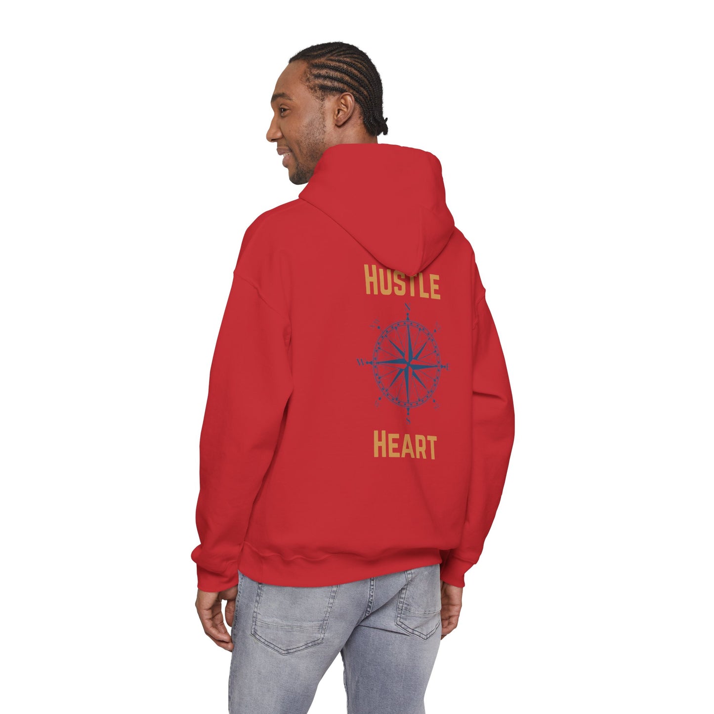 Hustle Heart Compass Hoodie — Motivational Graphic Pullover