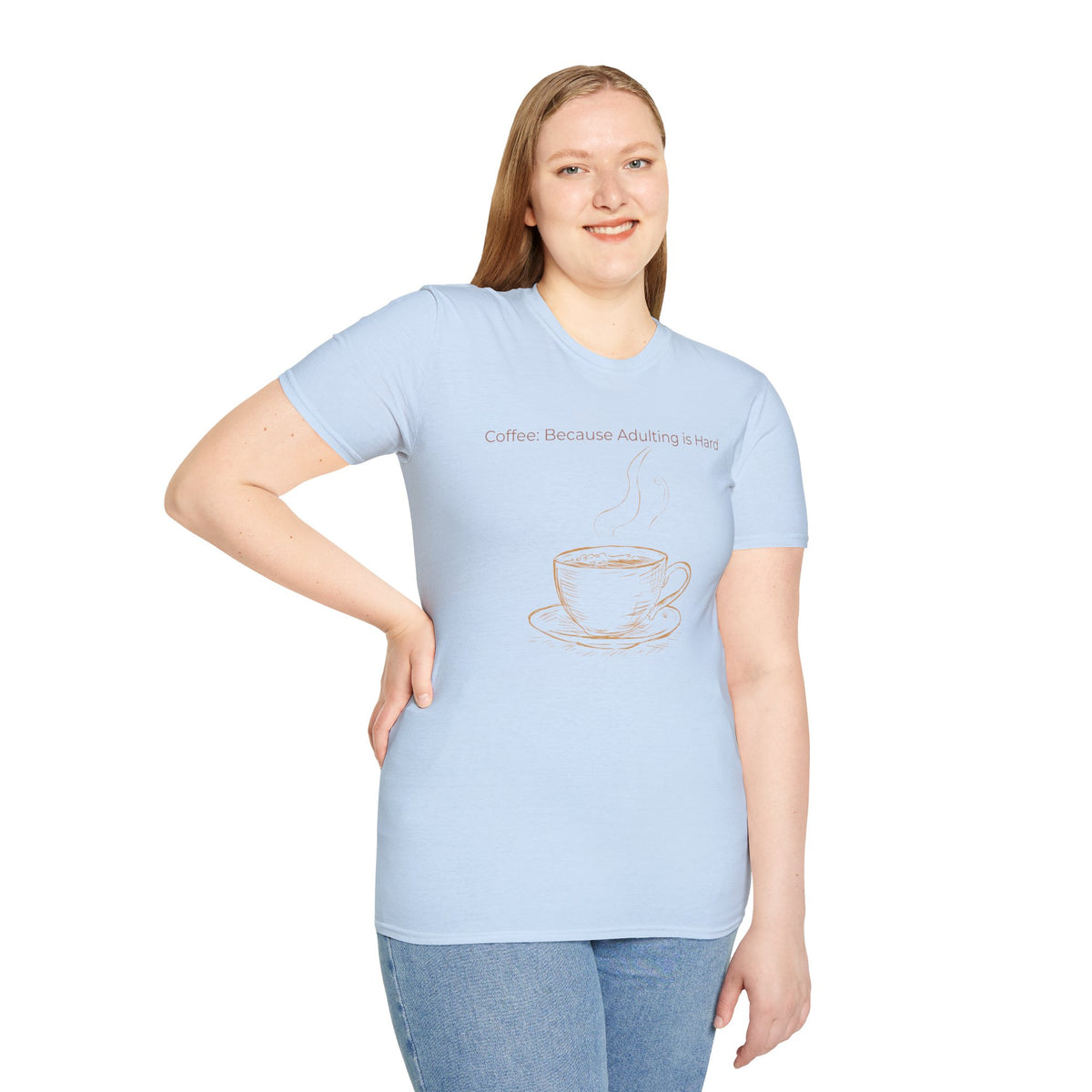 Coffee Because Adulting Is Hard T-Shirt — Minimal Cup Graphic