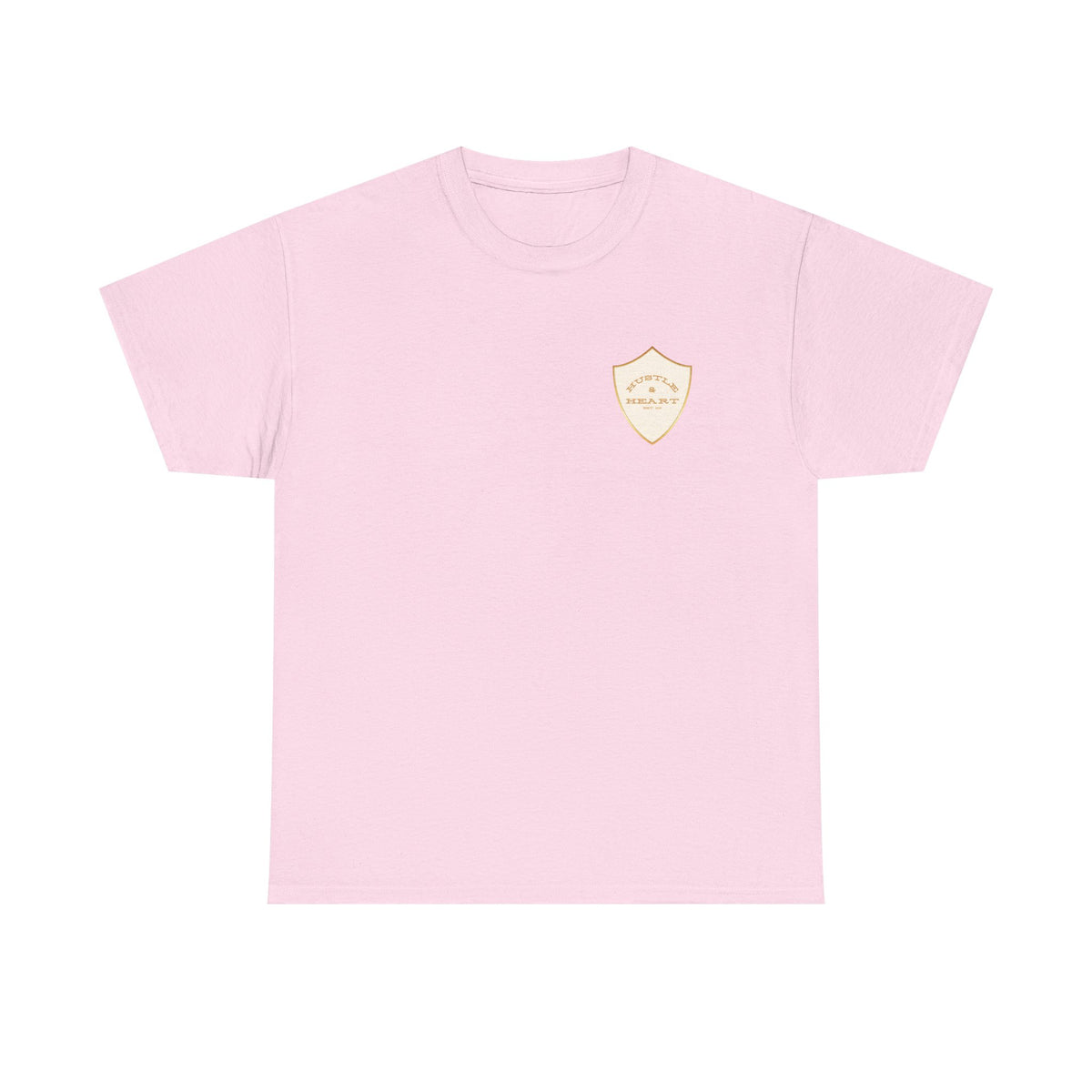 White Badge Tee — Minimalist Smiley Shield Chest Logo T‑Shirt