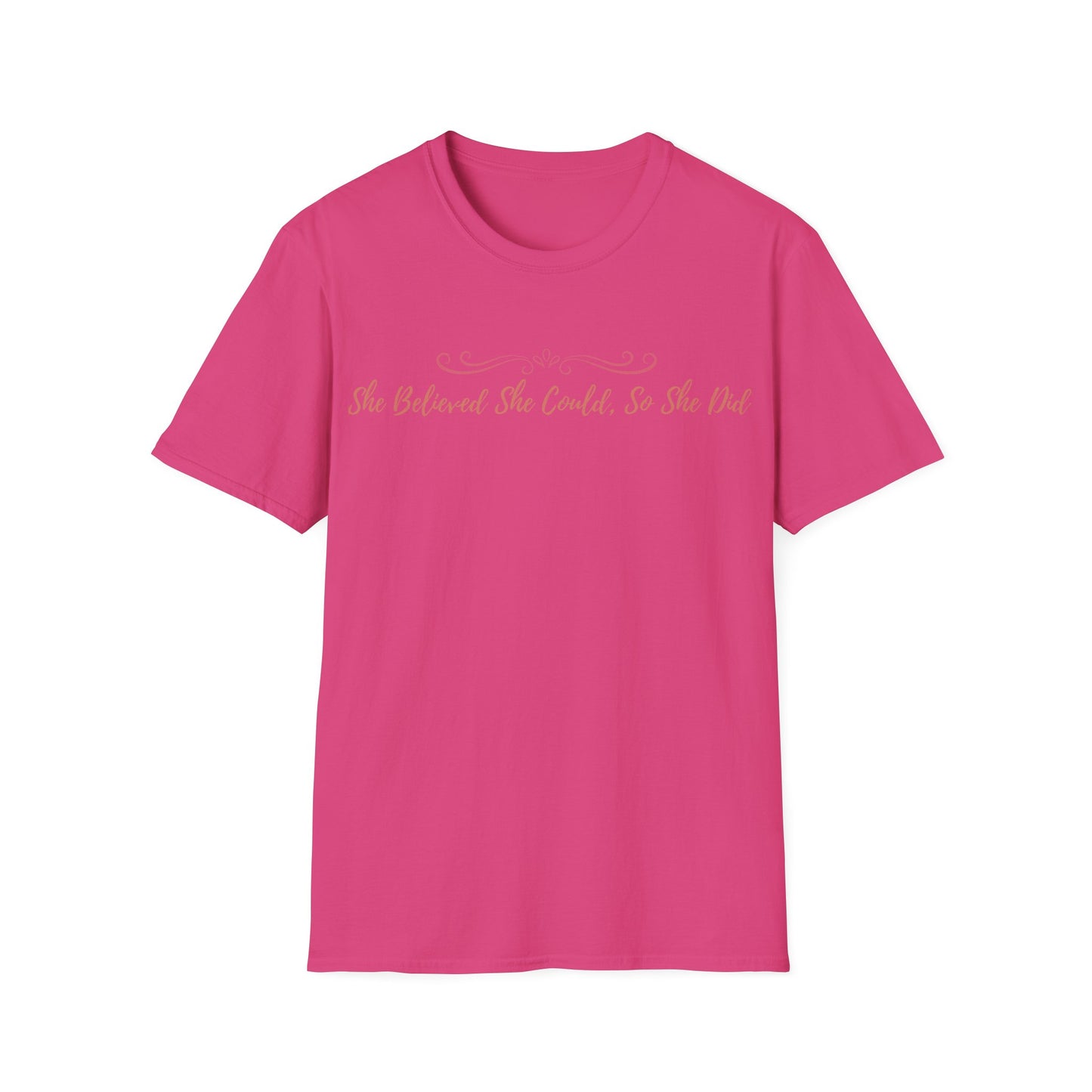 T-Shirt — "She Believed She Could So She Did" Inspirational Script Tee