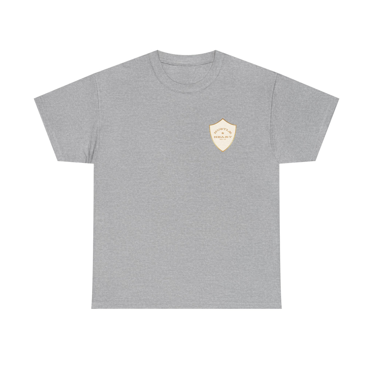 White Badge Tee — Minimalist Smiley Shield Chest Logo T‑Shirt
