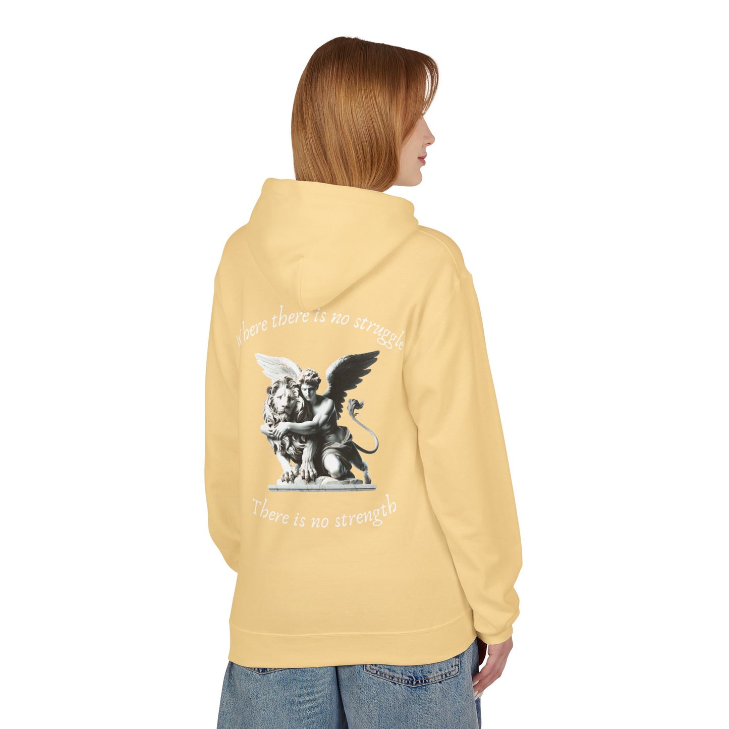 Angel Statue Hoodie – "Where there is no struggle, there is no strength" Inspirational Graphic Hoodie