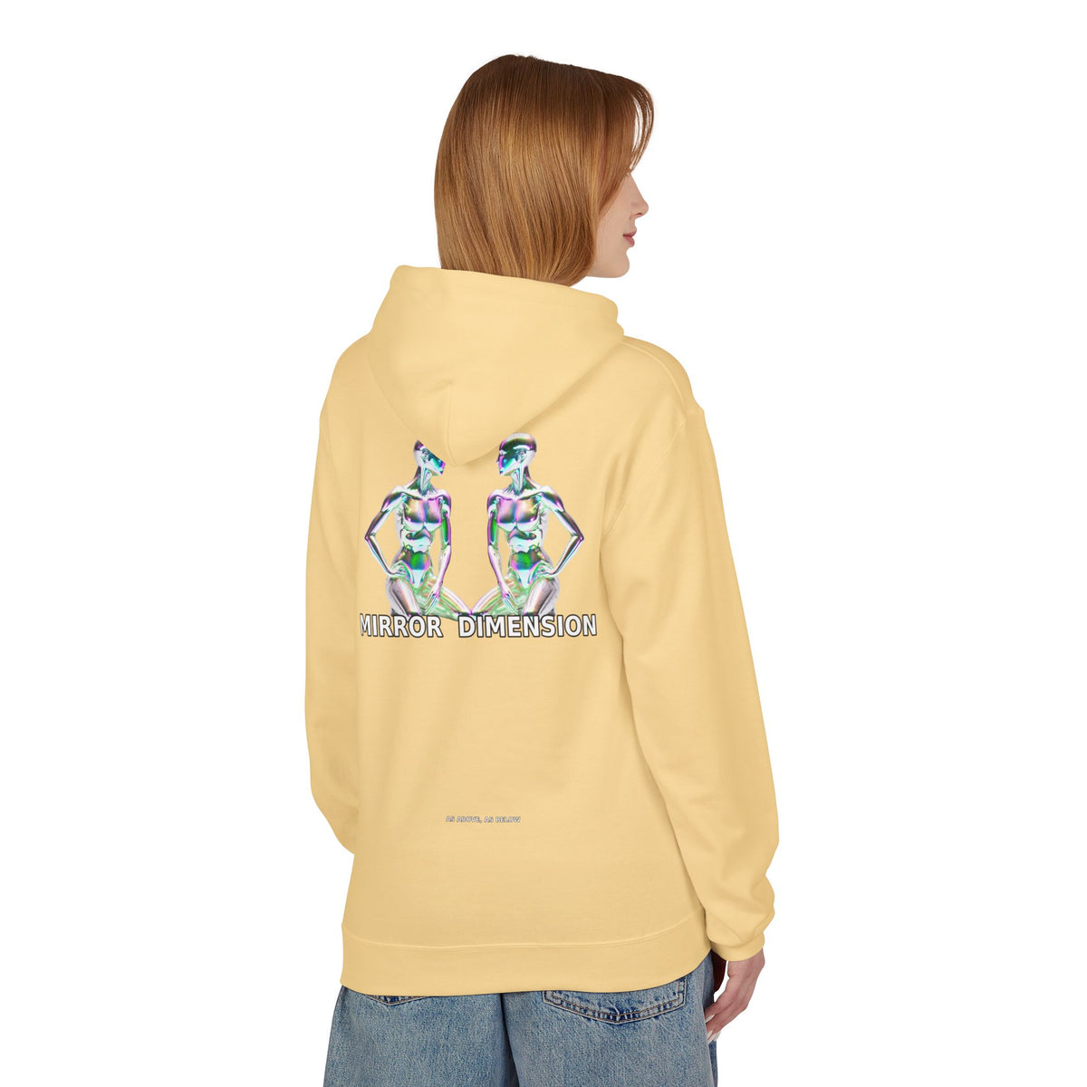 Mirror Dimension Graphic Hoodie — Symmetrical Sci-Fi Alien