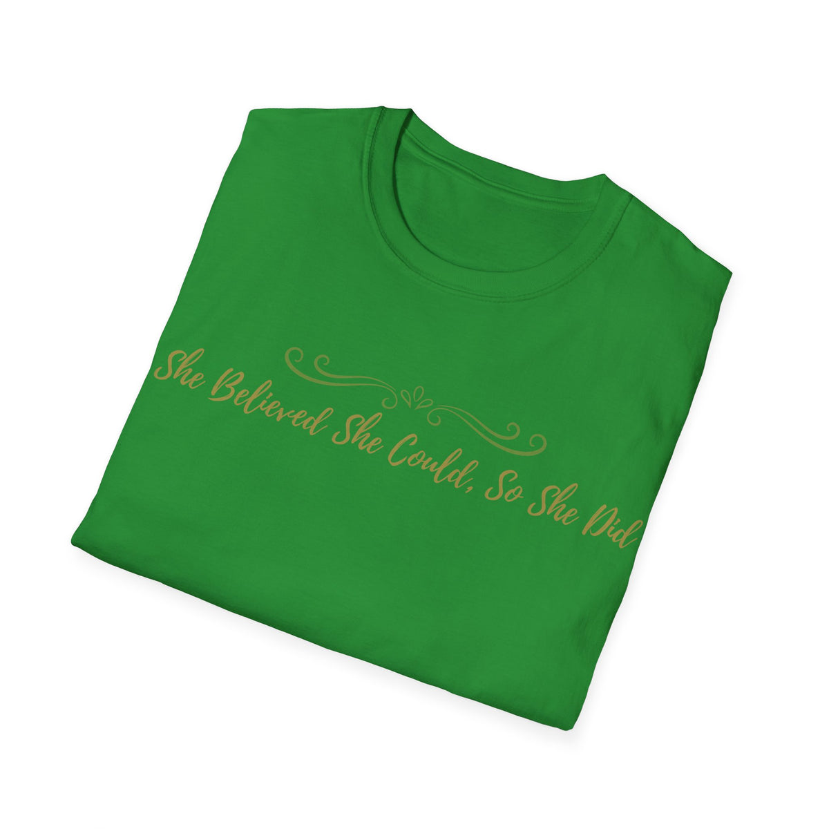 T-Shirt — "She Believed She Could So She Did" Inspirational Script Tee