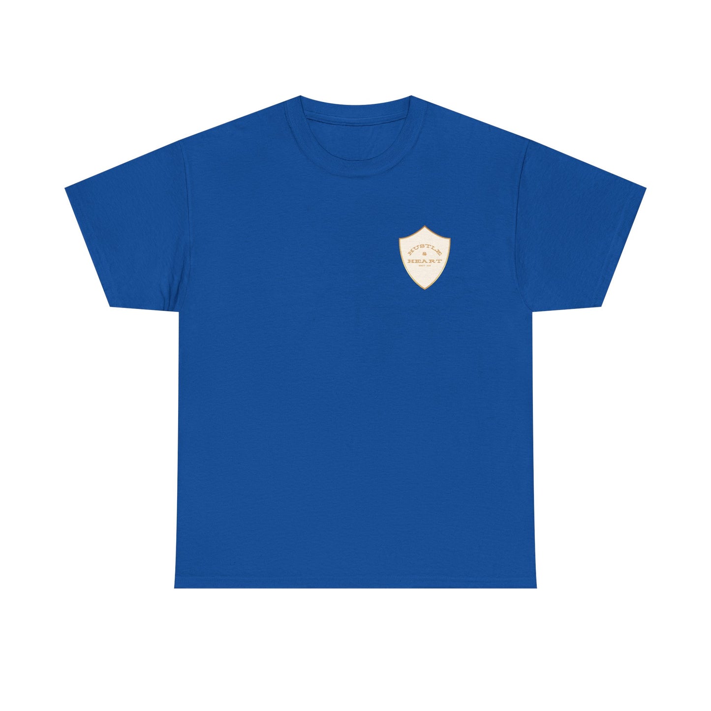 White Badge Tee — Minimalist Smiley Shield Chest Logo T‑Shirt