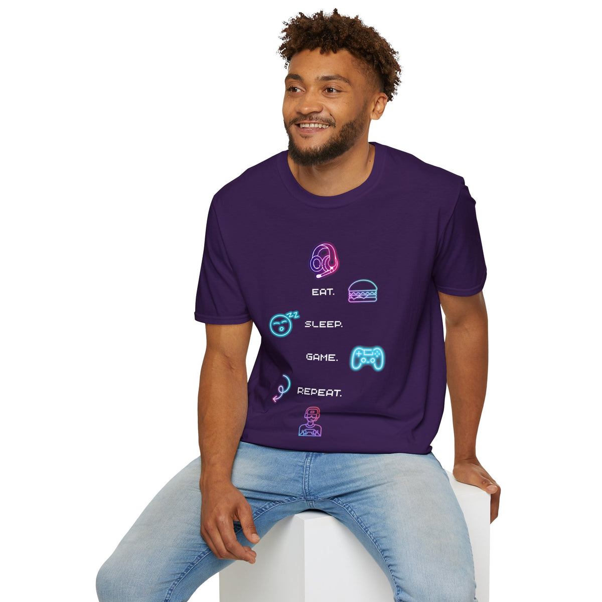 Pastel Gaming Icons T-Shirt — Cute Vaporwave Controller & Skull Tee