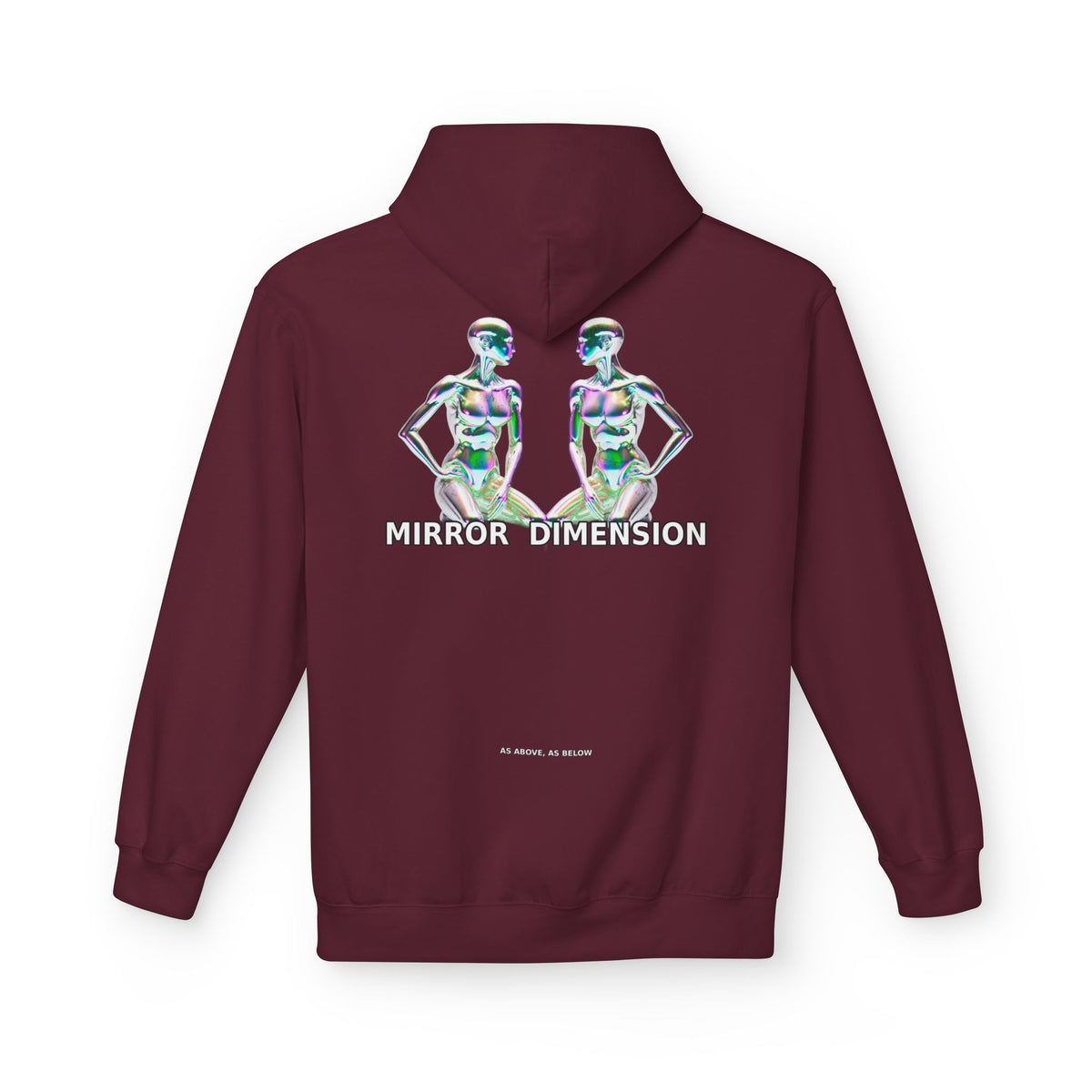 Mirror Dimension Graphic Hoodie — Symmetrical Sci-Fi Alien