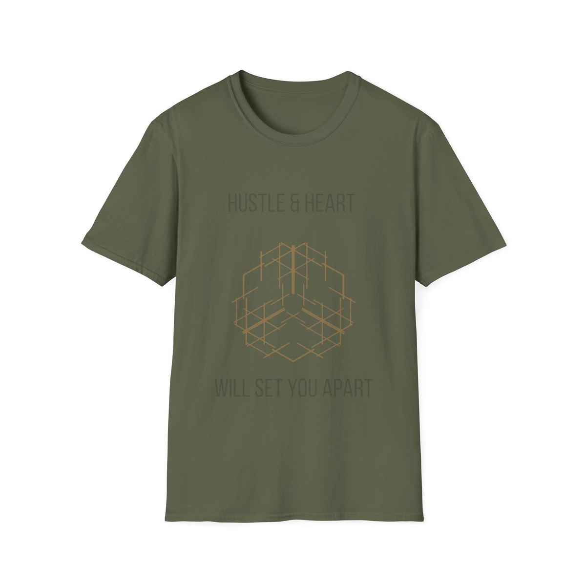 Hustle & Heart Geometric Tee — Motivational Graphic T-Shirt