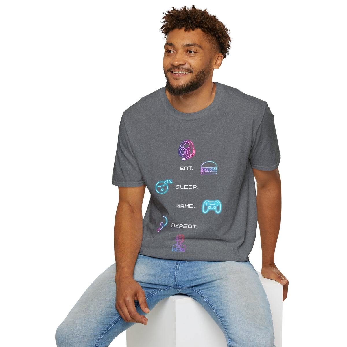 Pastel Gaming Icons T-Shirt — Cute Vaporwave Controller & Skull Tee