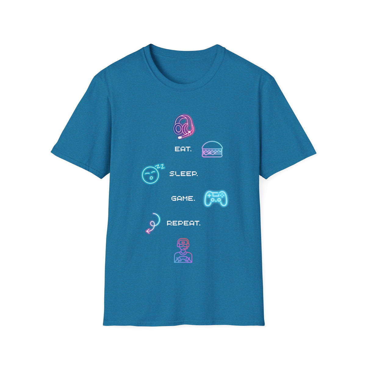 Pastel Gaming Icons T-Shirt — Cute Vaporwave Controller & Skull Tee