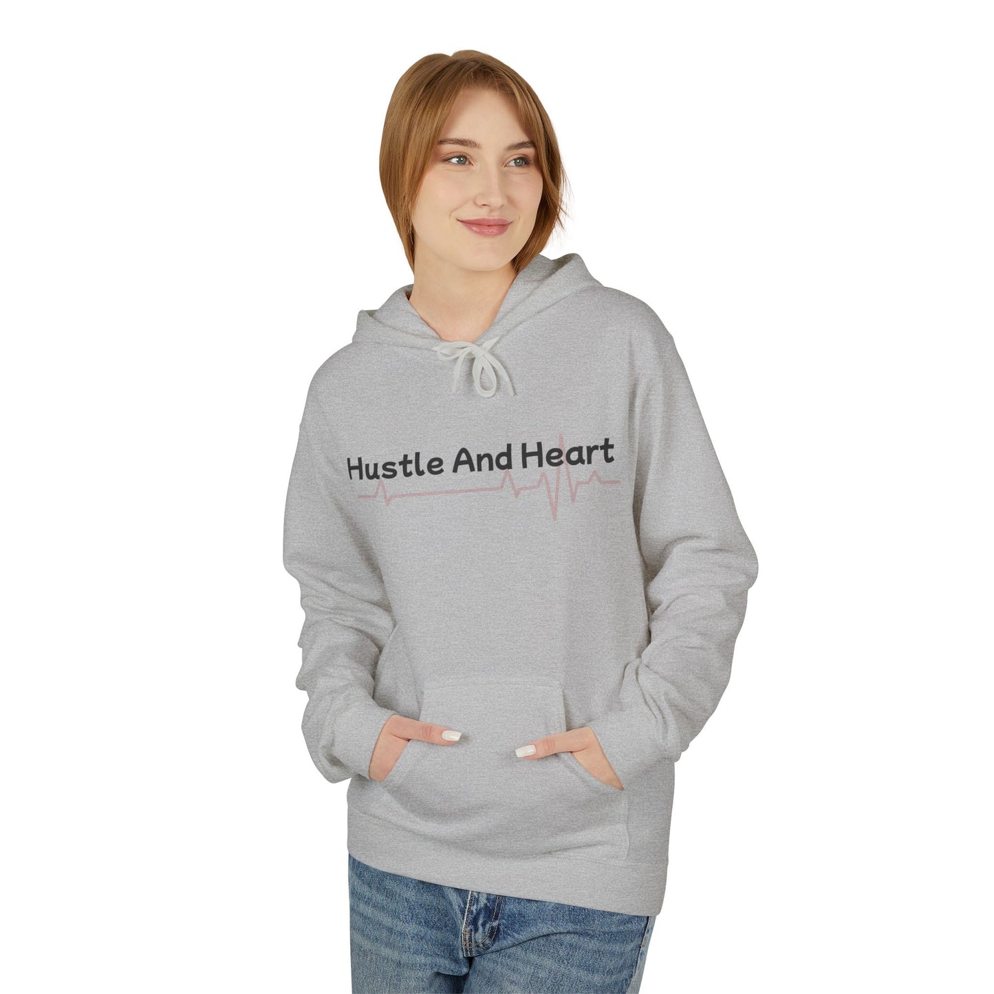 Hustle And Heart Hoodie — Motivational Pullover with Heartbeat Graphic