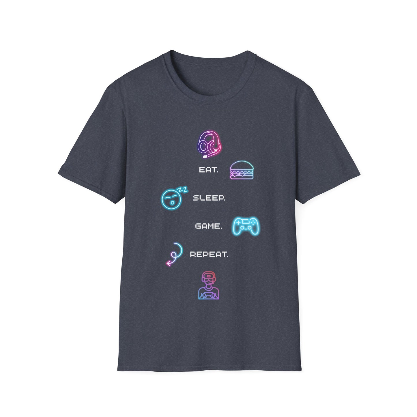 Pastel Gaming Icons T-Shirt — Cute Vaporwave Controller & Skull Tee