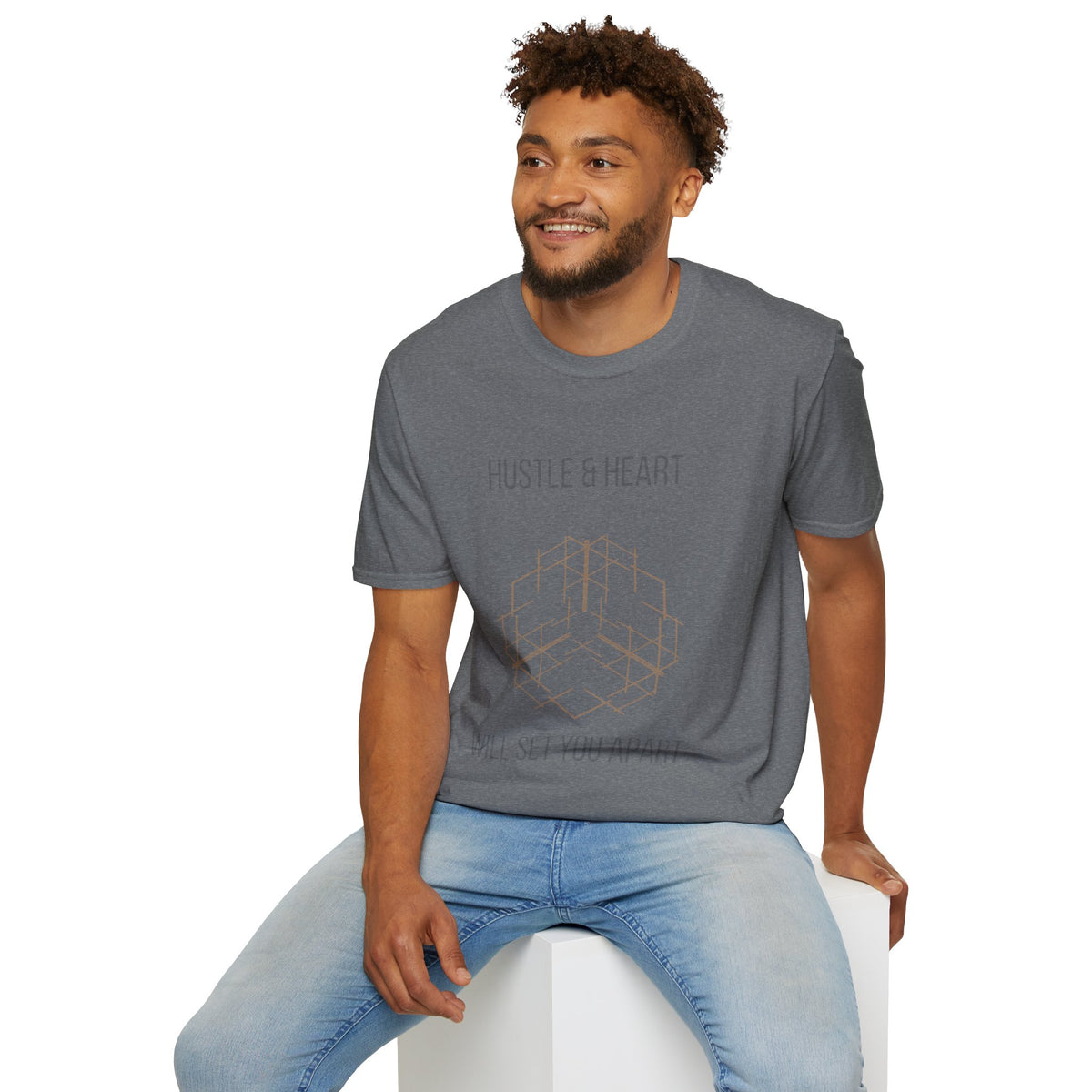 Hustle & Heart Geometric Tee — Motivational Graphic T-Shirt