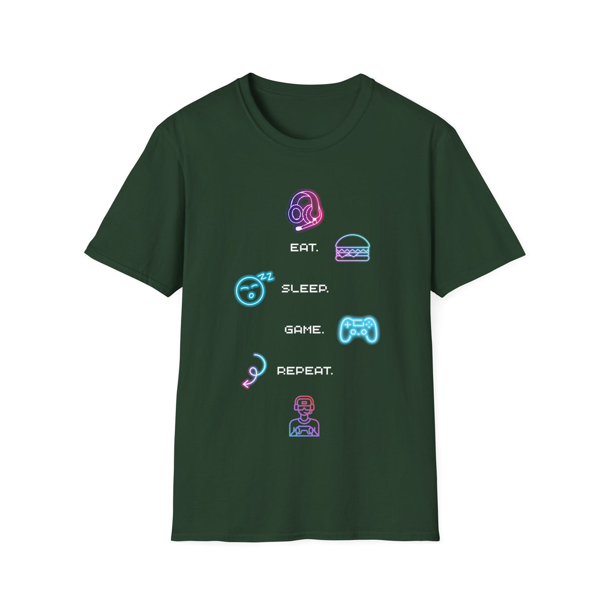 Pastel Gaming Icons T-Shirt — Cute Vaporwave Controller & Skull Tee