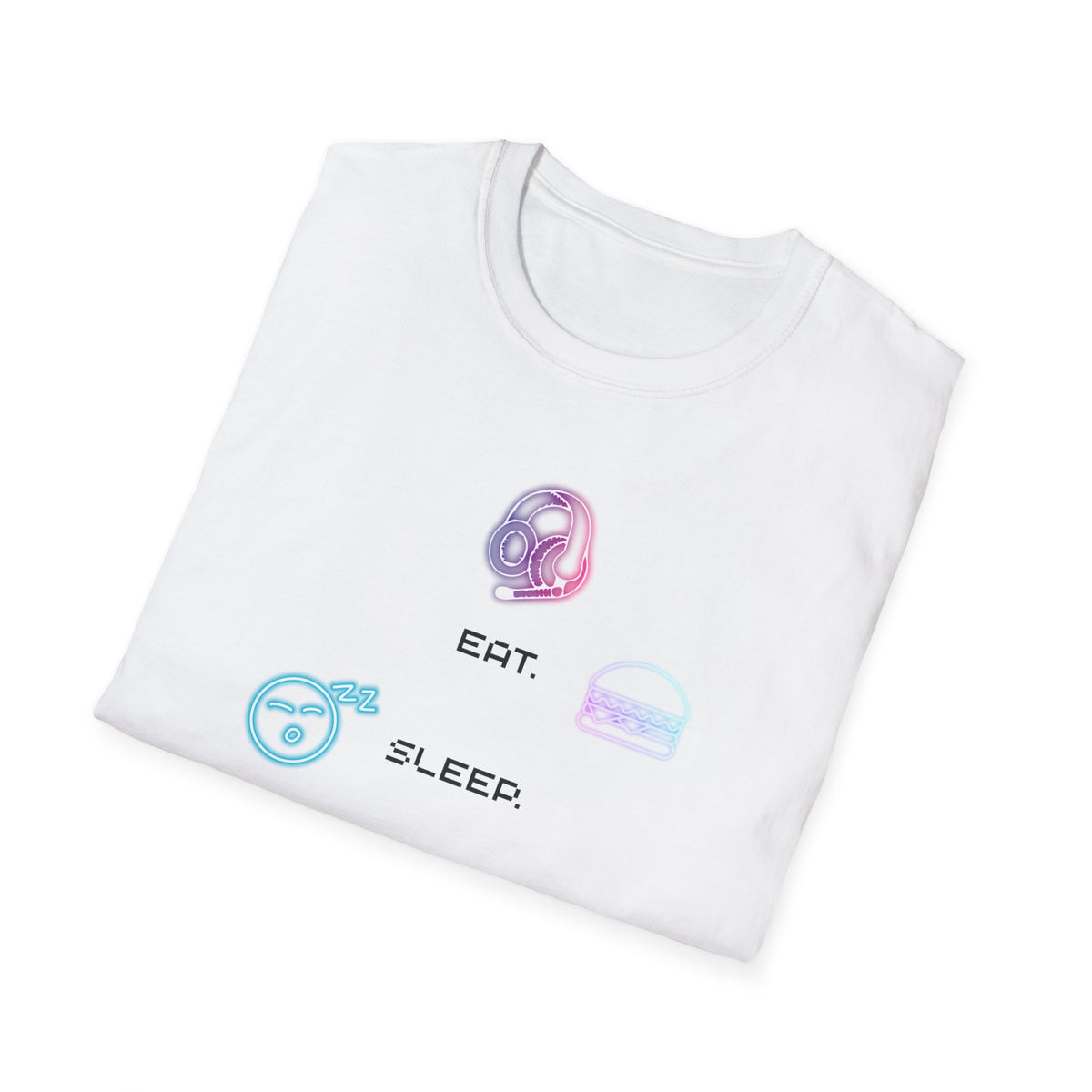 Gamer Routine T‑Shirt — "Eat Sleep Game Repeat" Pastel Retro Tee