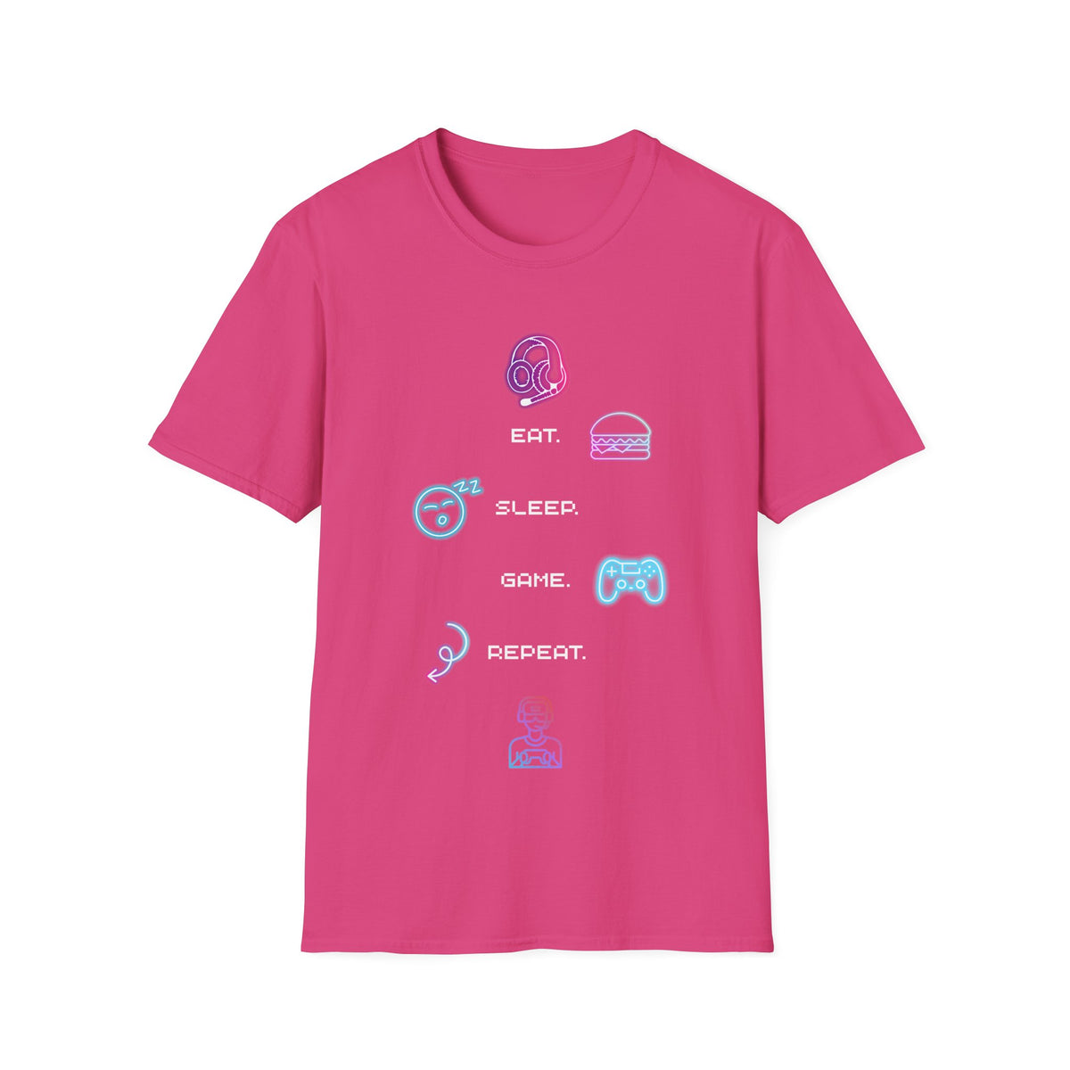 Pastel Gaming Icons T-Shirt — Cute Vaporwave Controller & Skull Tee