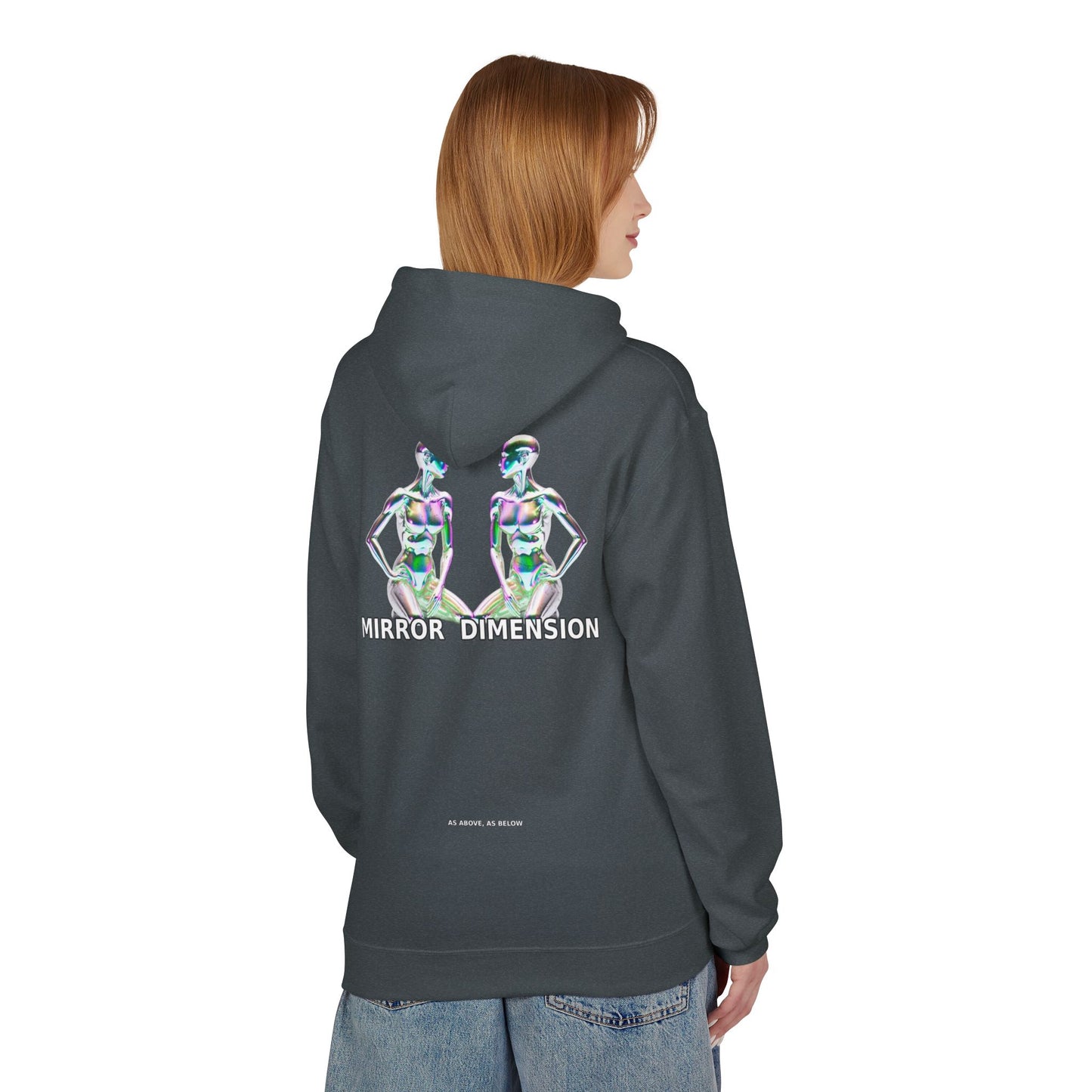 Mirror Dimension Graphic Hoodie — Symmetrical Sci-Fi Alien