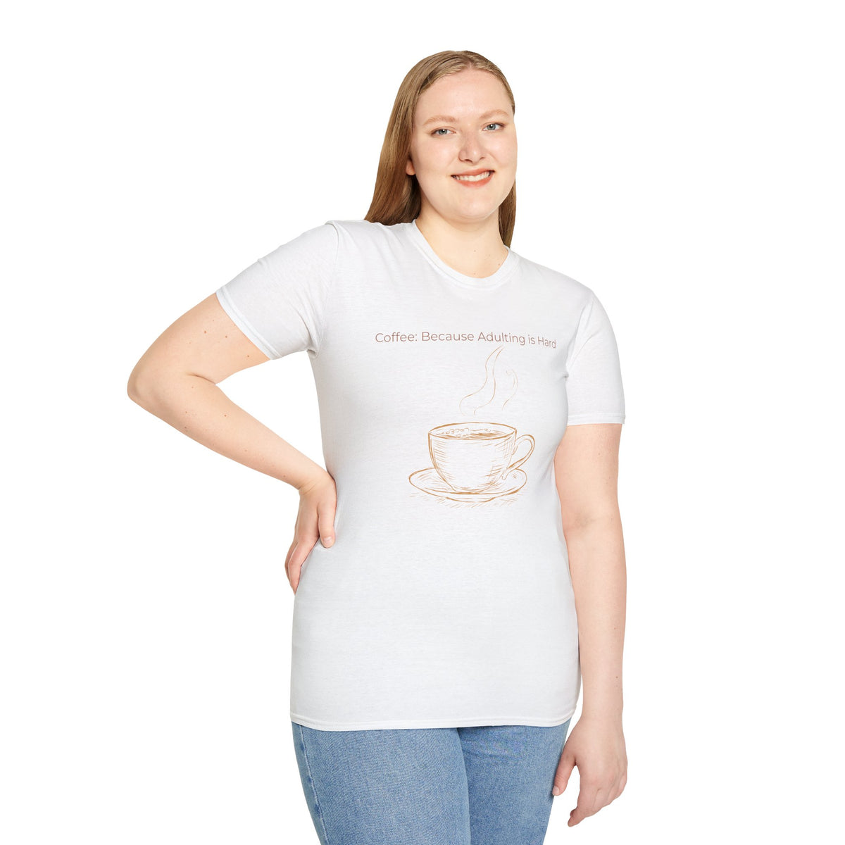 Coffee Because Adulting Is Hard T-Shirt — Minimal Cup Graphic