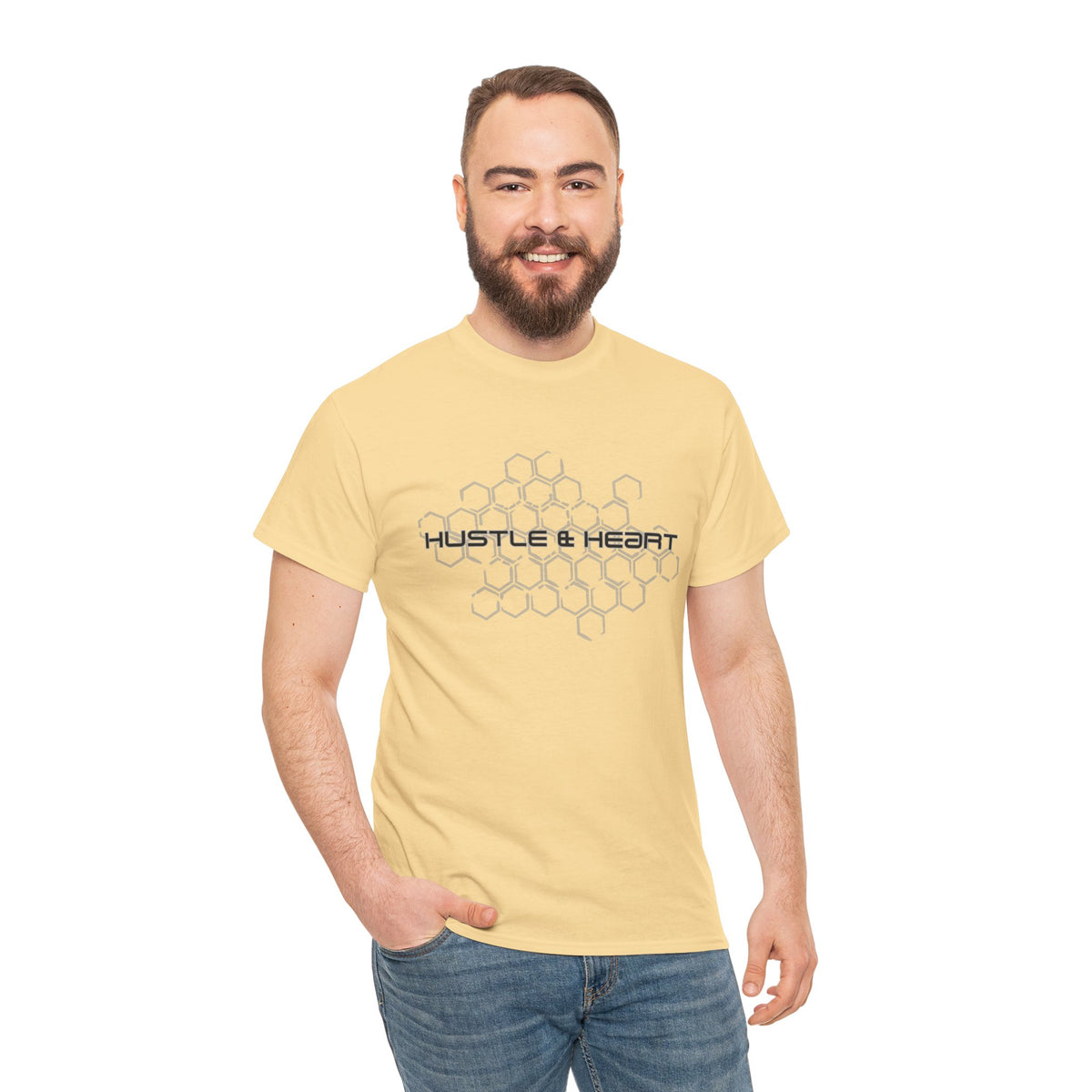 Hustle & Heart T-Shirt — Honeycomb Graphic Motivational Tee