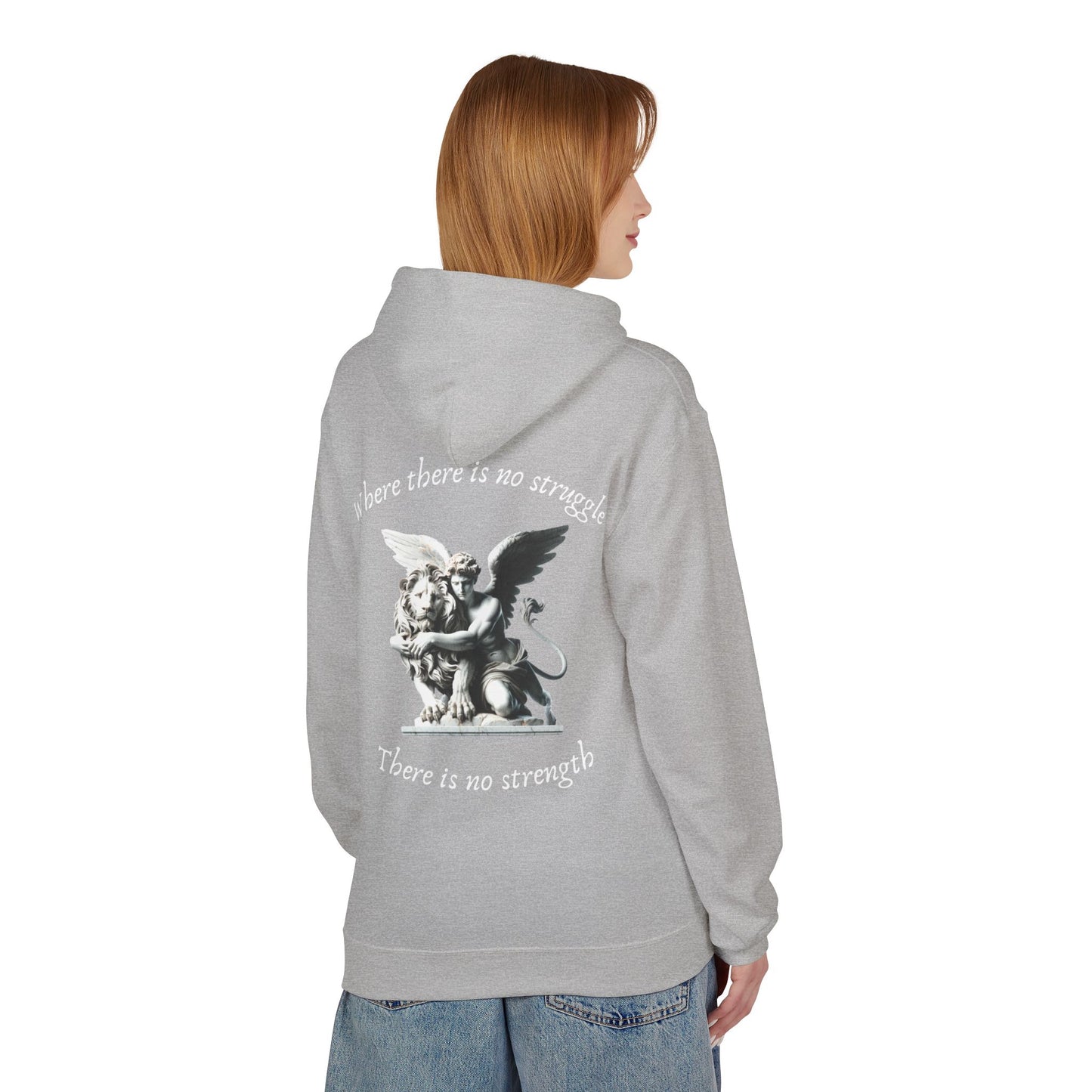 Angel Statue Hoodie – "Where there is no struggle, there is no strength" Inspirational Graphic Hoodie