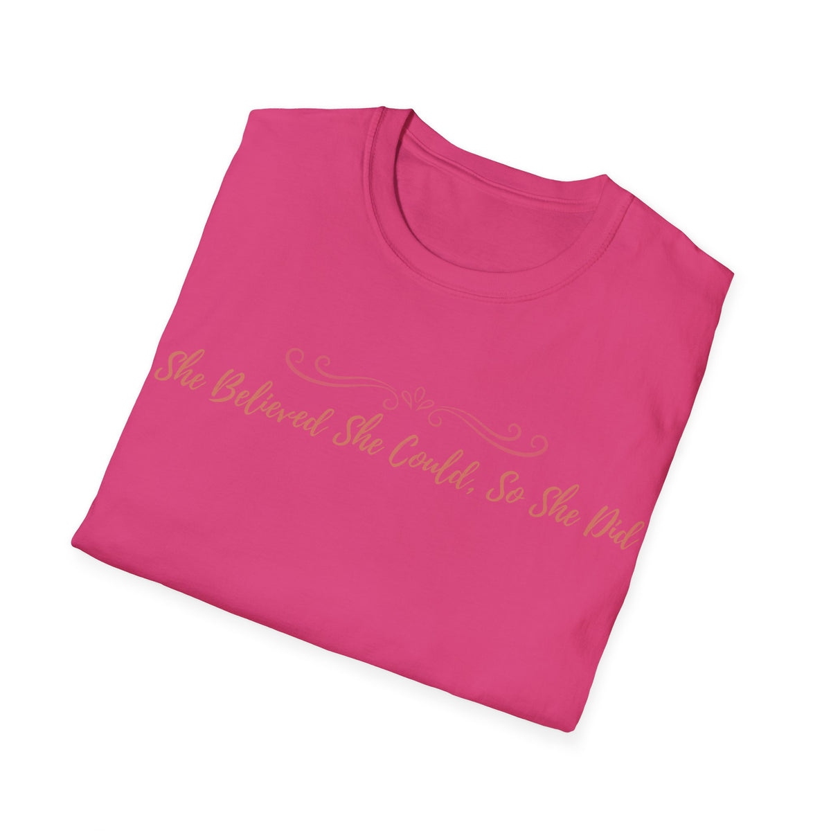 T-Shirt — "She Believed She Could So She Did" Inspirational Script Tee