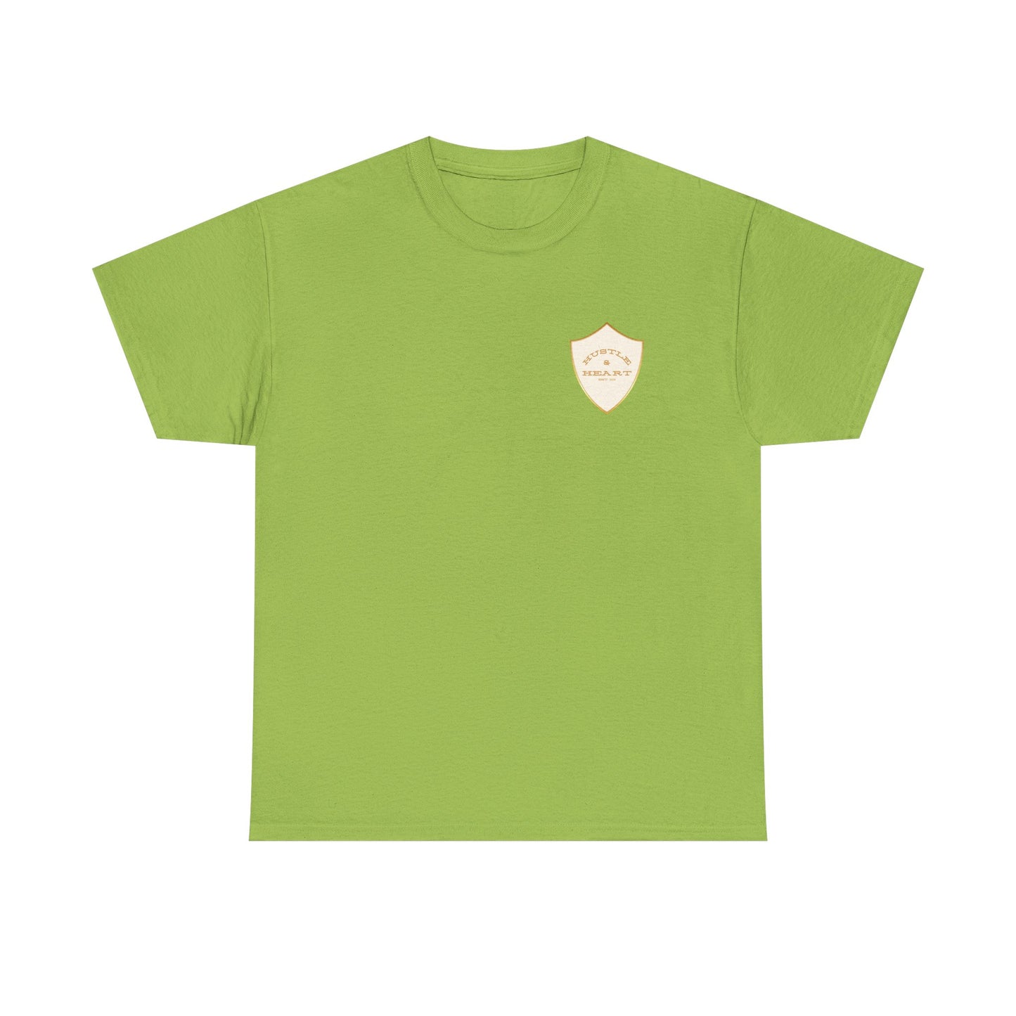 White Badge Tee — Minimalist Smiley Shield Chest Logo T‑Shirt