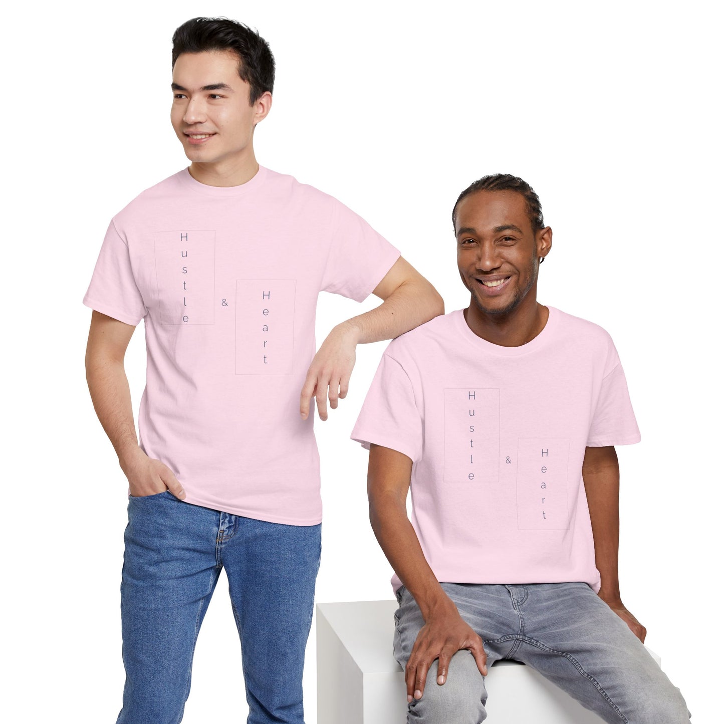 Minimalist "Hustle & Heart" T-Shirt — Vertical Text Graphic Tee