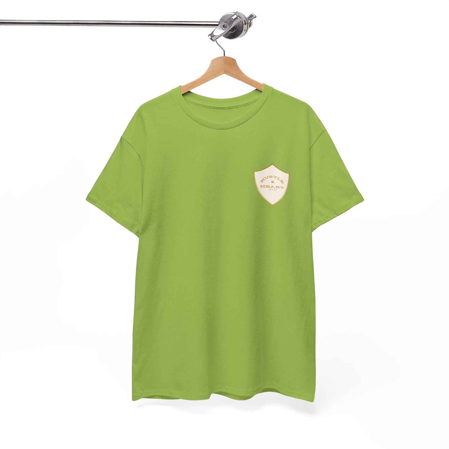 White Badge Tee — Minimalist Smiley Shield Chest Logo T‑Shirt