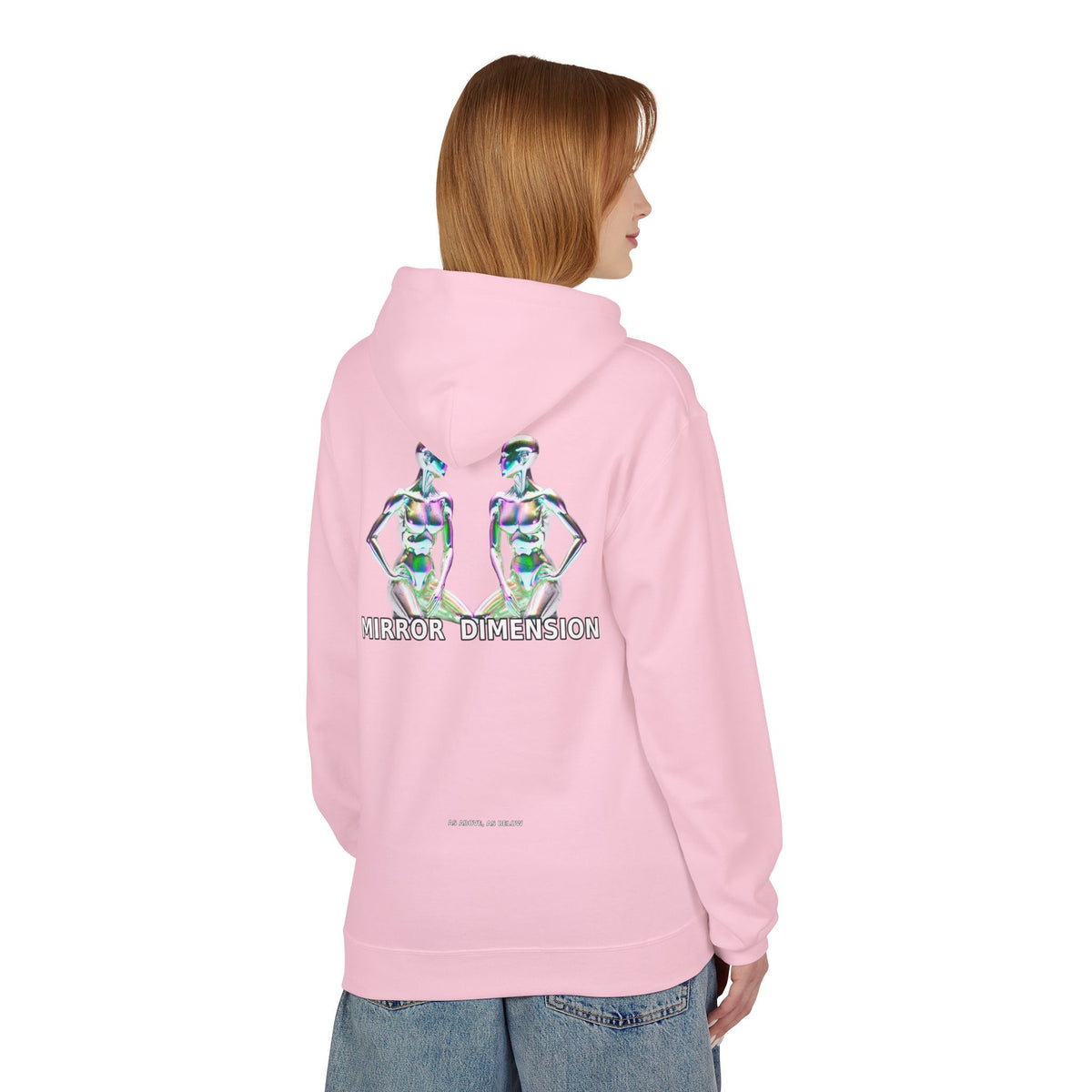 Mirror Dimension Graphic Hoodie — Symmetrical Sci-Fi Alien