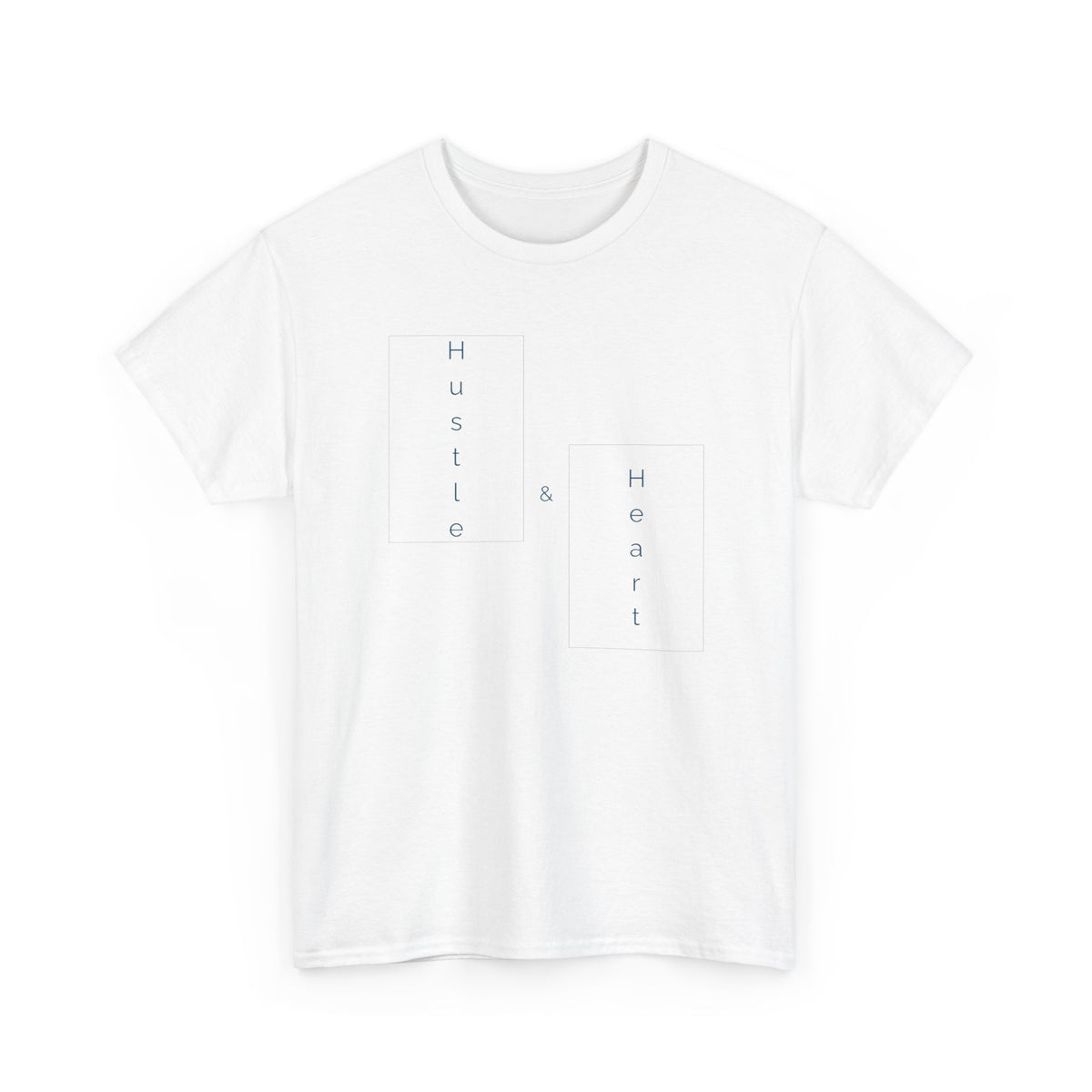 Minimalist "Hustle & Heart" T-Shirt — Vertical Text Graphic Tee