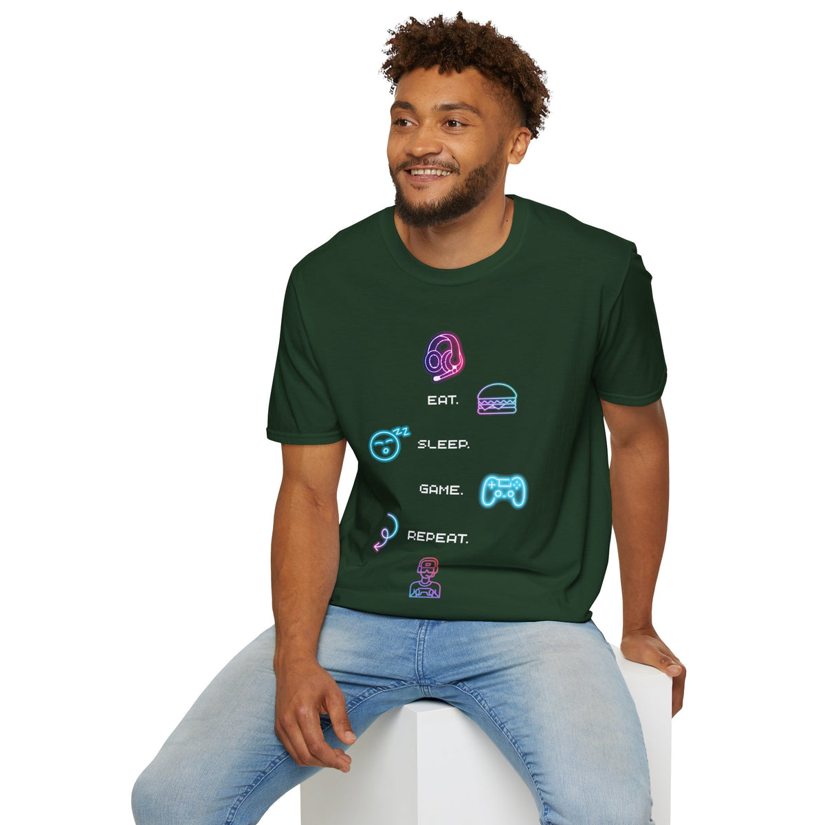 Pastel Gaming Icons T-Shirt — Cute Vaporwave Controller & Skull Tee