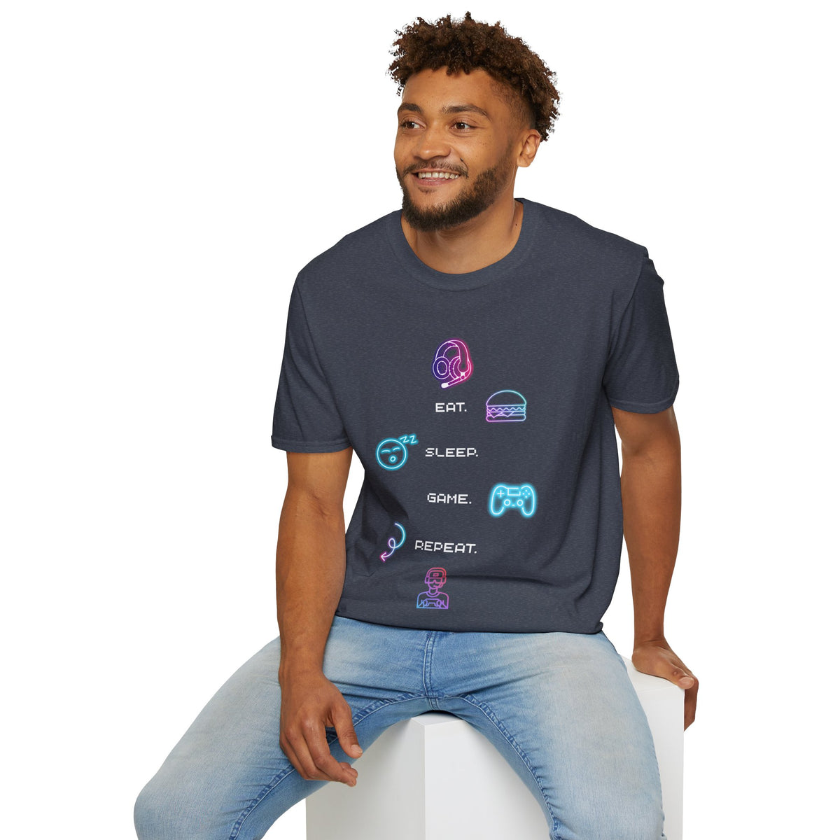 Pastel Gaming Icons T-Shirt — Cute Vaporwave Controller & Skull Tee