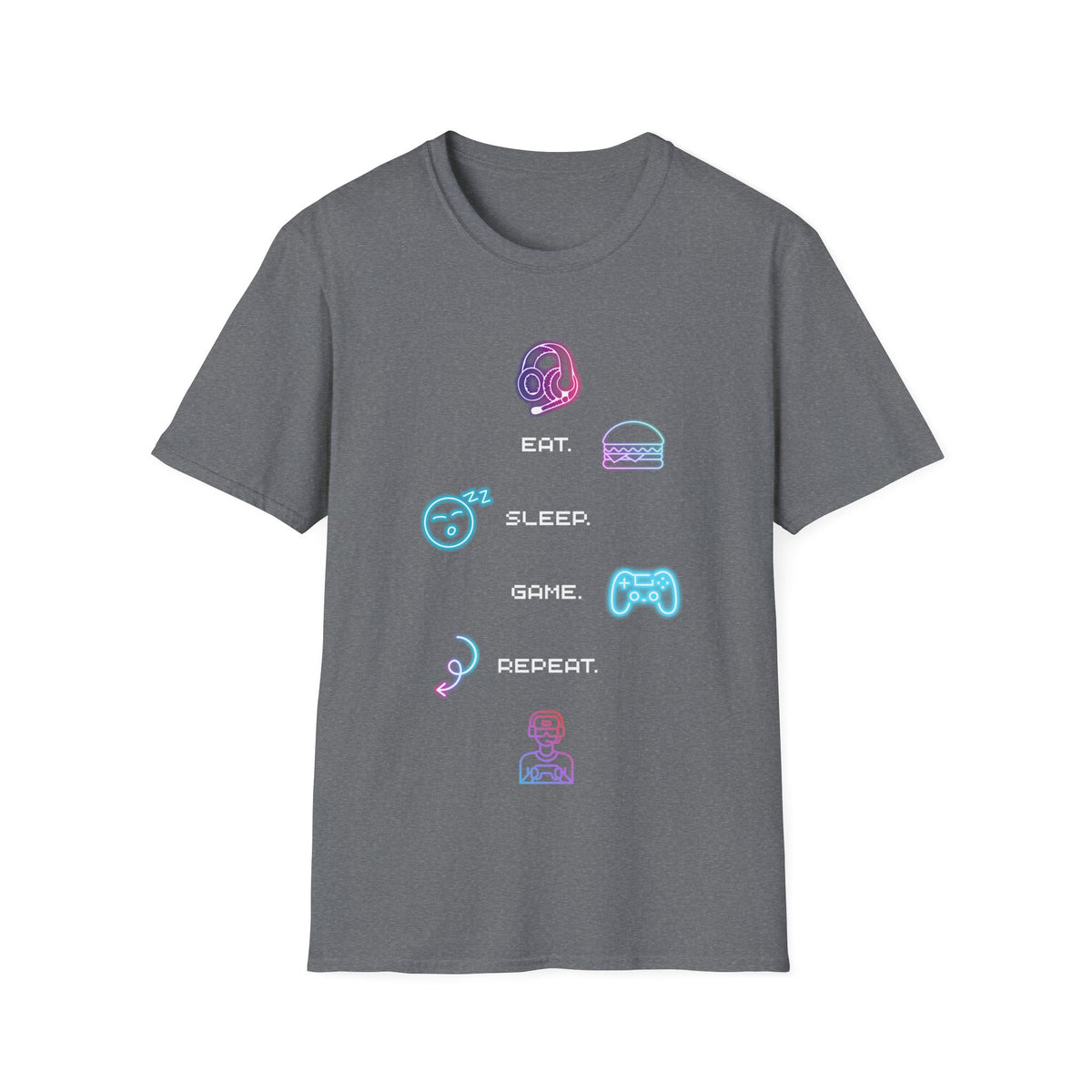 Pastel Gaming Icons T-Shirt — Cute Vaporwave Controller & Skull Tee
