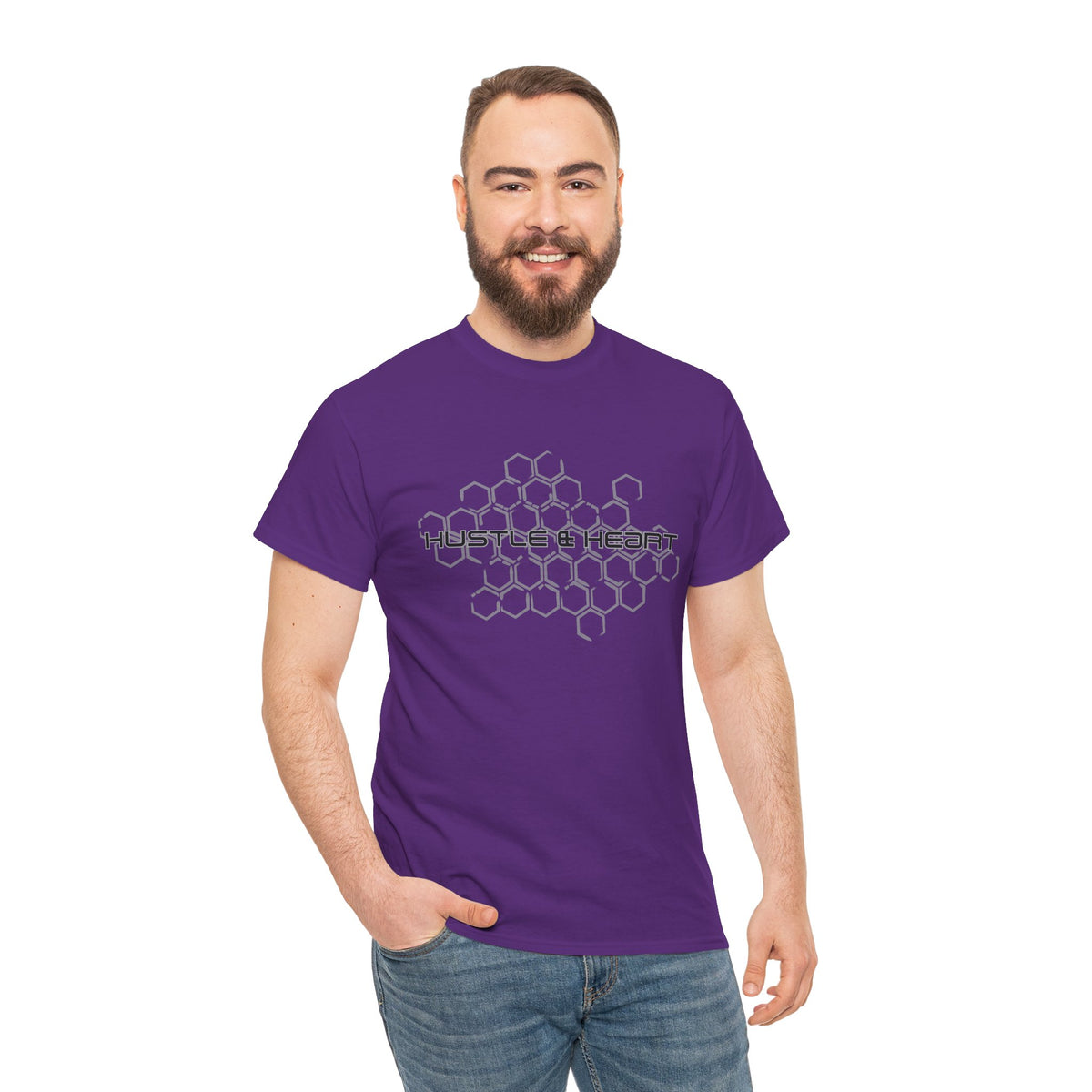 Hustle & Heart T-Shirt — Honeycomb Graphic Motivational Tee