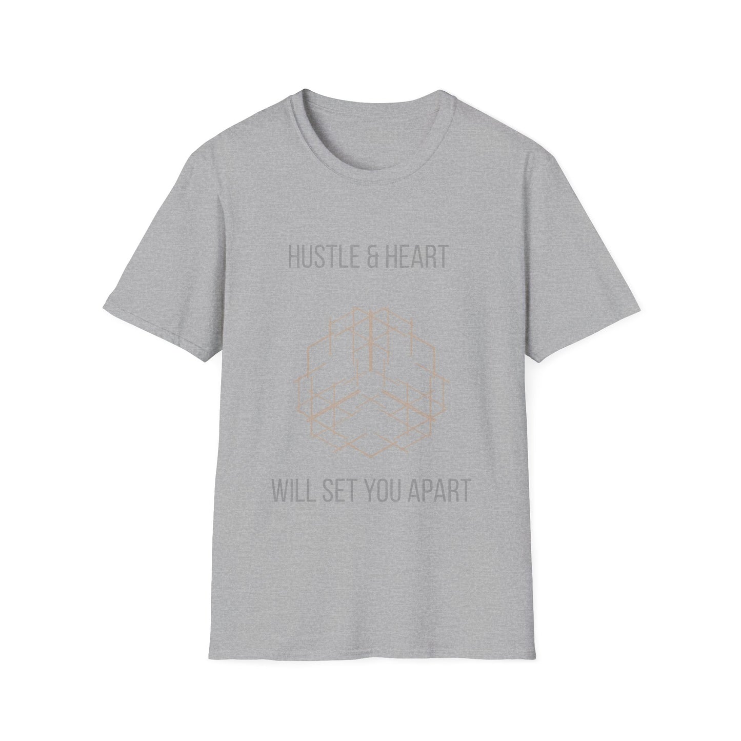 Hustle & Heart Geometric Tee — Motivational Graphic T-Shirt