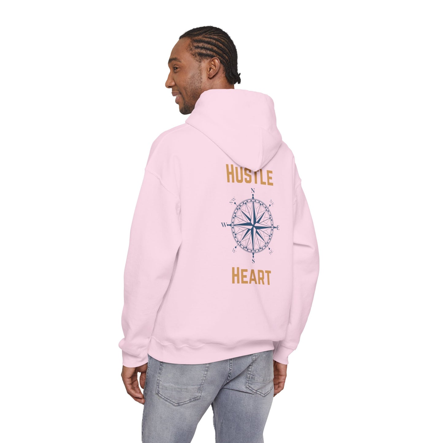 Hustle Heart Compass Hoodie — Motivational Graphic Pullover