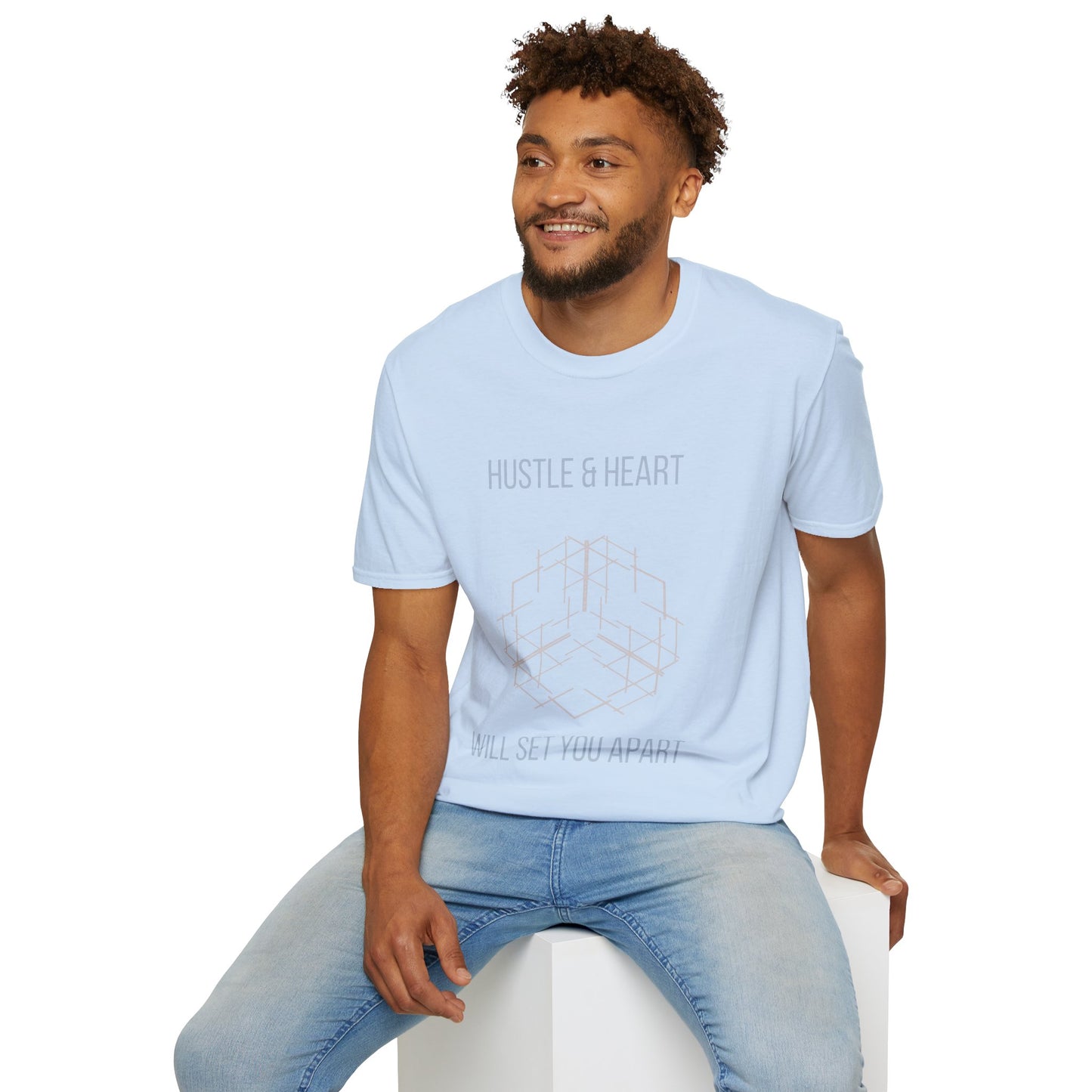 Hustle & Heart Geometric Tee — Motivational Graphic T-Shirt