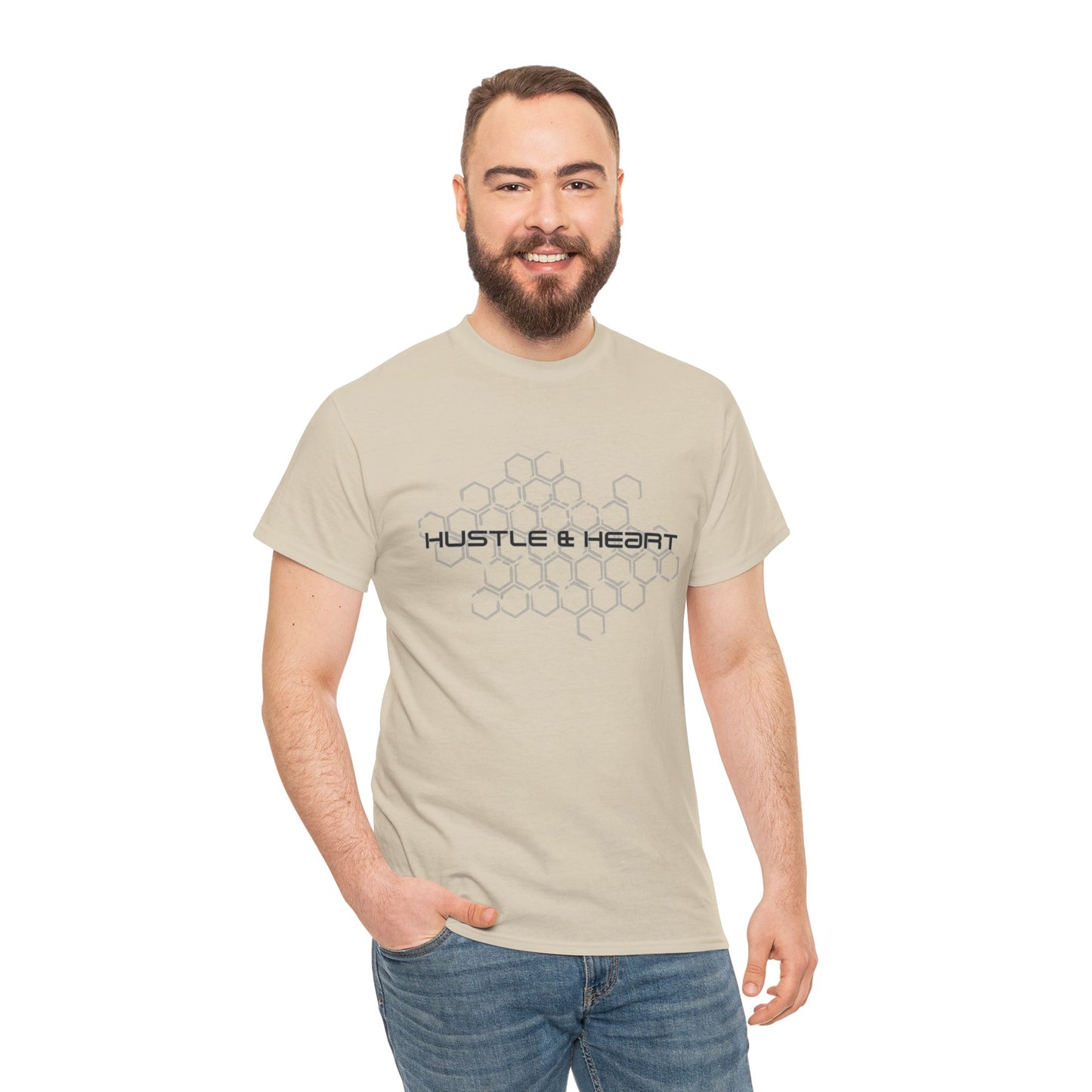 Hustle & Heart T-Shirt — Honeycomb Graphic Motivational Tee