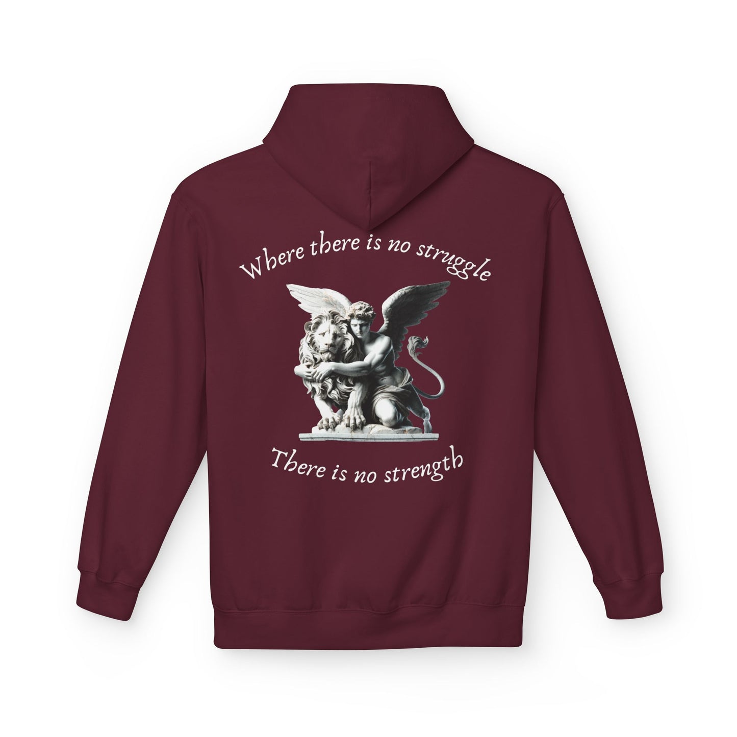 Angel Statue Hoodie – "Where there is no struggle, there is no strength" Inspirational Graphic Hoodie