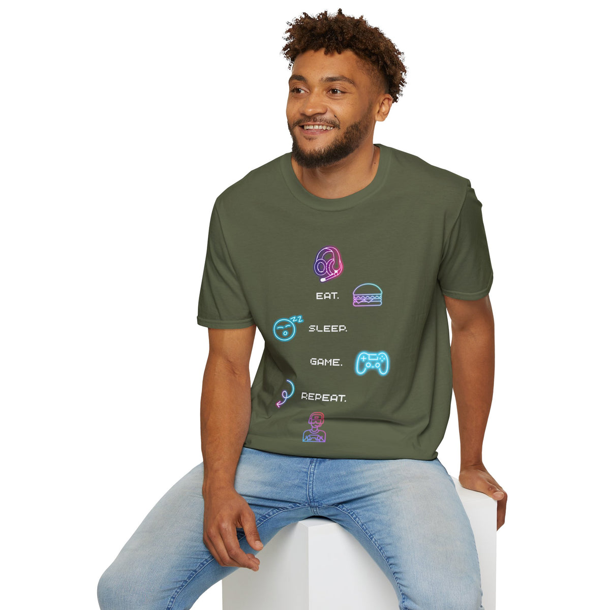 Pastel Gaming Icons T-Shirt — Cute Vaporwave Controller & Skull Tee