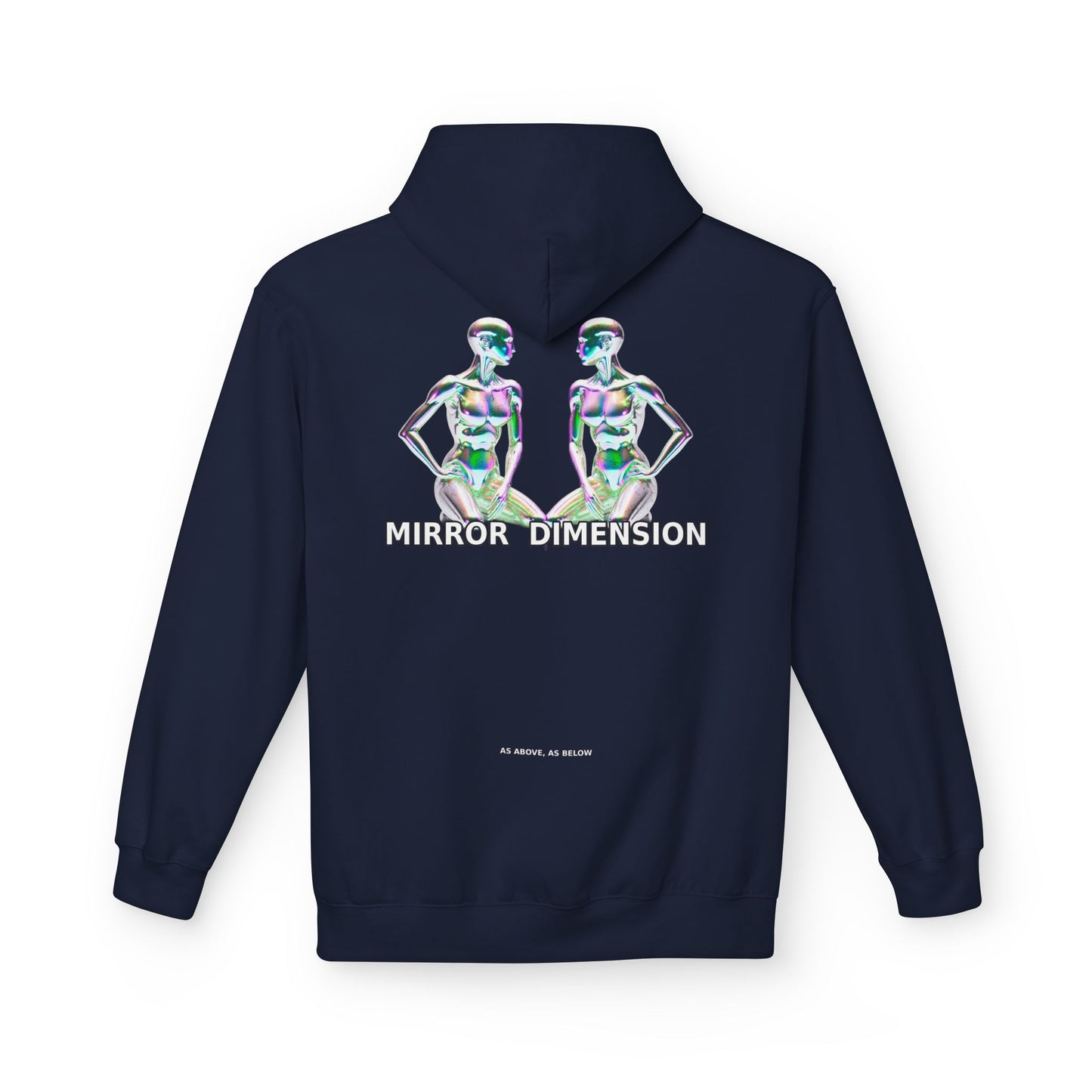 Mirror Dimension Graphic Hoodie — Symmetrical Sci-Fi Alien