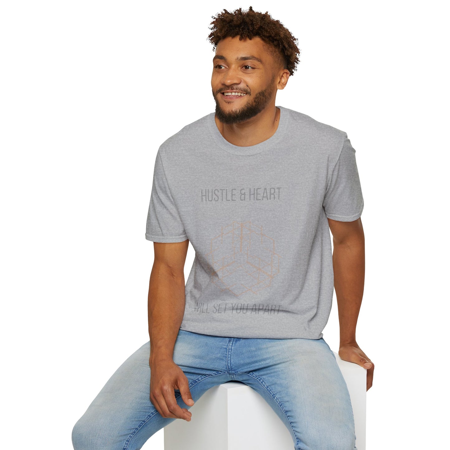 Hustle & Heart Geometric Tee — Motivational Graphic T-Shirt