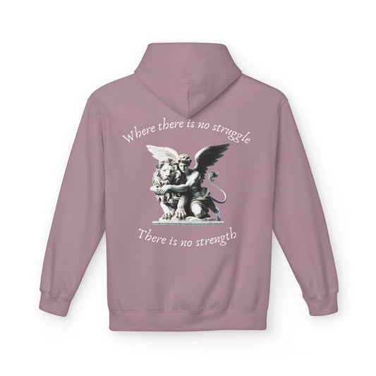 Angel Statue Hoodie – "Where there is no struggle, there is no strength" Inspirational Graphic Hoodie