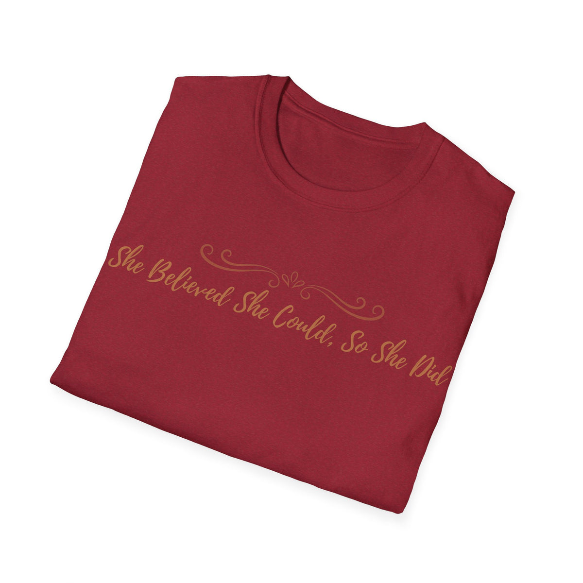 T-Shirt — "She Believed She Could So She Did" Inspirational Script Tee