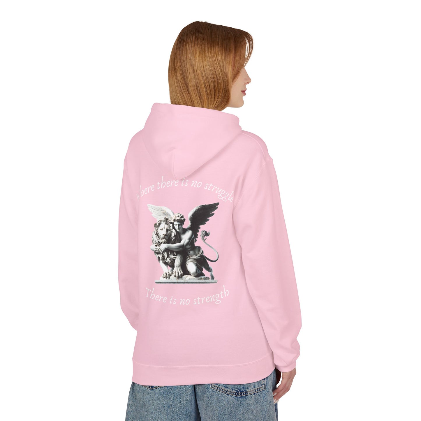 Angel Statue Hoodie – "Where there is no struggle, there is no strength" Inspirational Graphic Hoodie