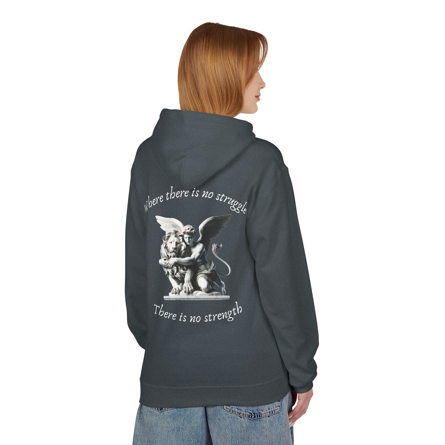 Angel Statue Hoodie – "Where there is no struggle, there is no strength" Inspirational Graphic Hoodie