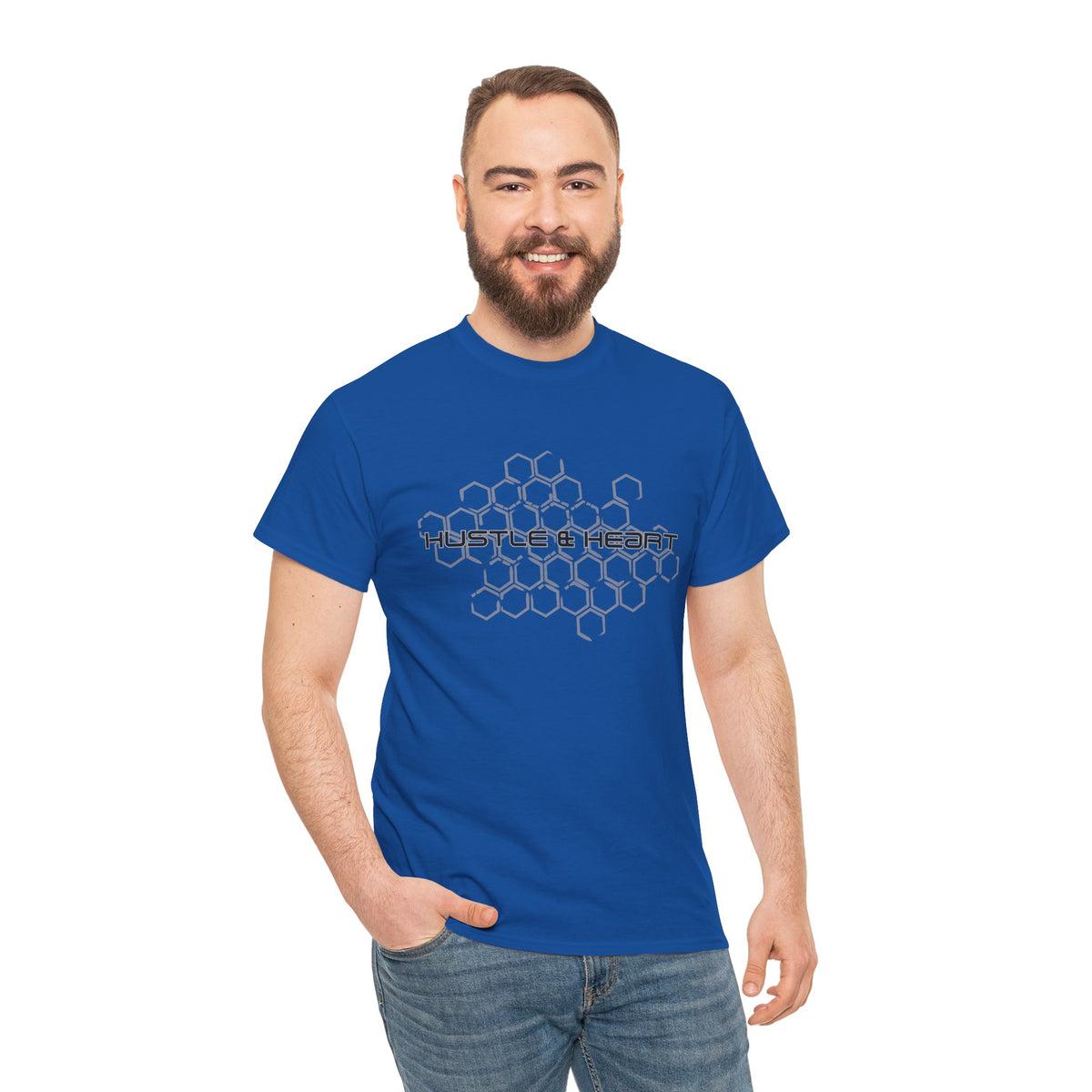 Hustle & Heart T-Shirt — Honeycomb Graphic Motivational Tee