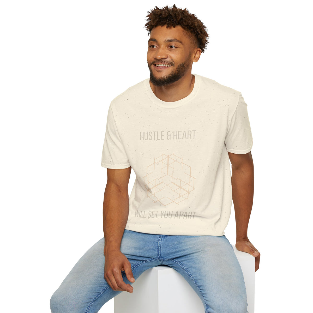 Hustle & Heart Geometric Tee — Motivational Graphic T-Shirt